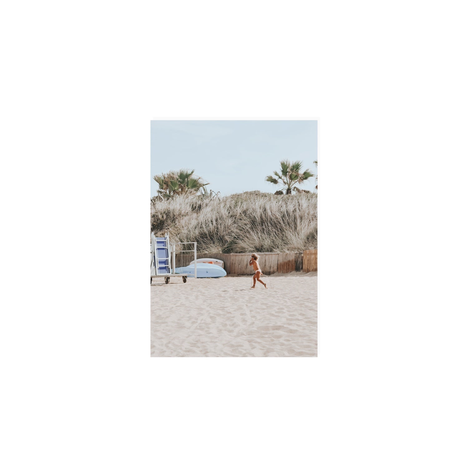 Little Explorer Puglia beach coastal wall art A5, 21 x 14.8 cm unframed fine art canvas