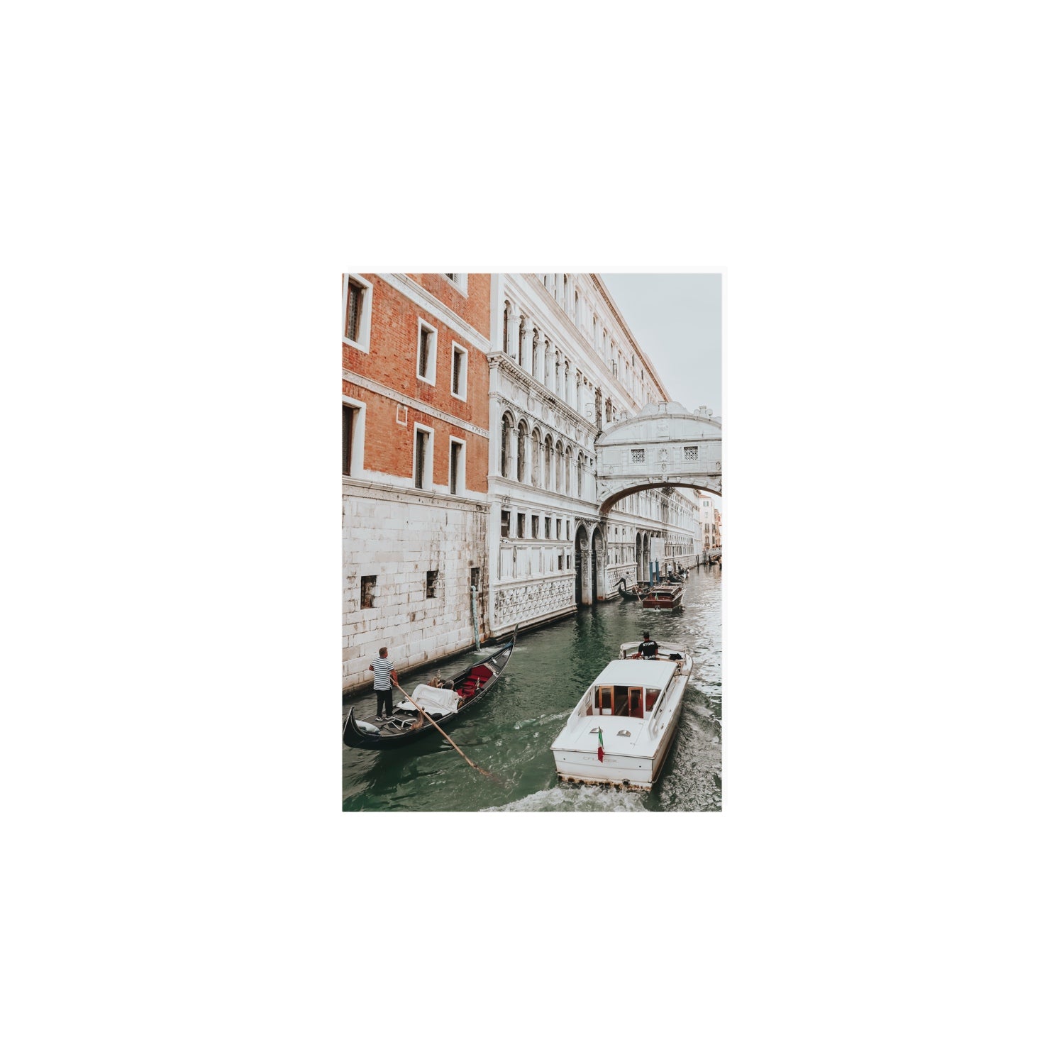 Under the Bridge Venice Gondola Italian wall art A5, 21 x 14.8 cm unframed fine art canvas