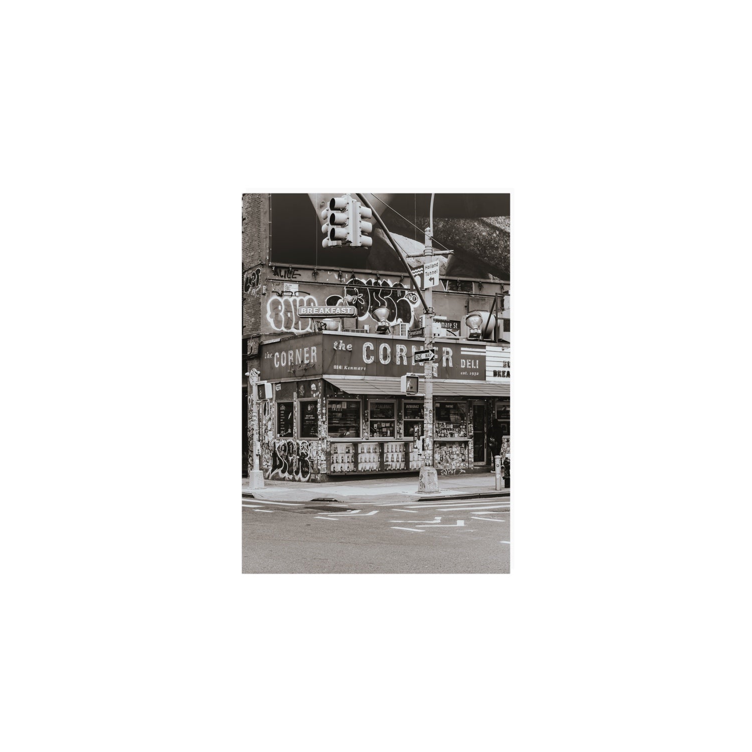Soho Deli New York NYC Black & White wall art A5, 21 x 14.8 cm unframed fine art canvas