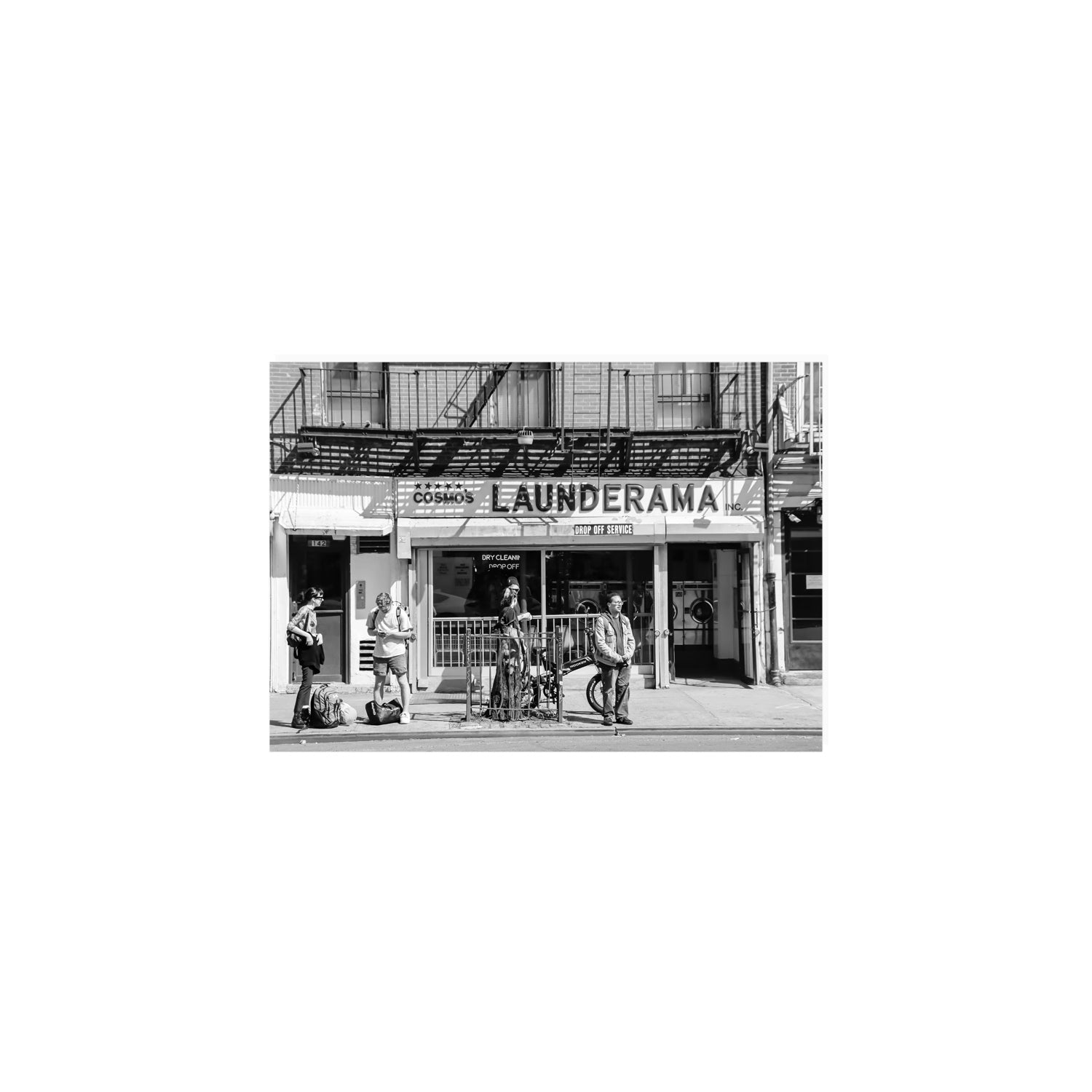 Launderama New York NYC Black & White wall art A5, 21 x 14.8 cm unframed fine art canvas