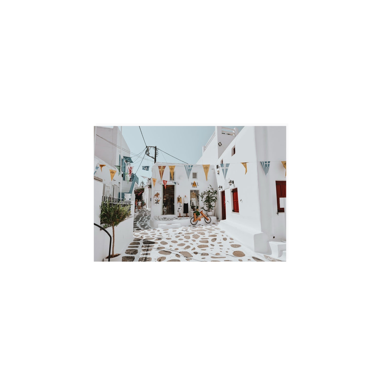 Cruising The Streets Mykonos Greek island wall art A5, 21 x 14.8 cm unframed fine art canvas