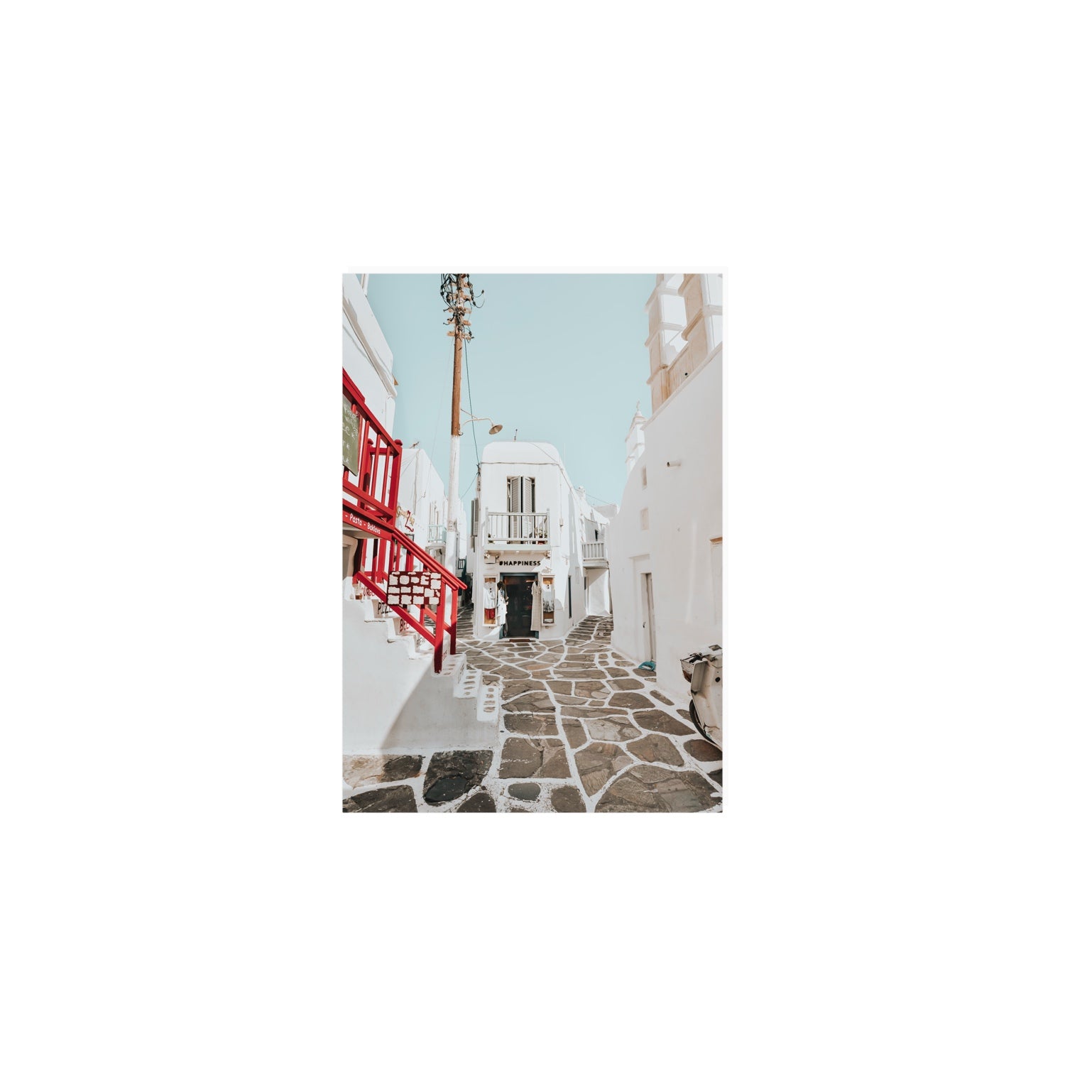 Happiness Mykonos Greek island wall art A5, 21 x 14.8 cm unframed fine art canvas
