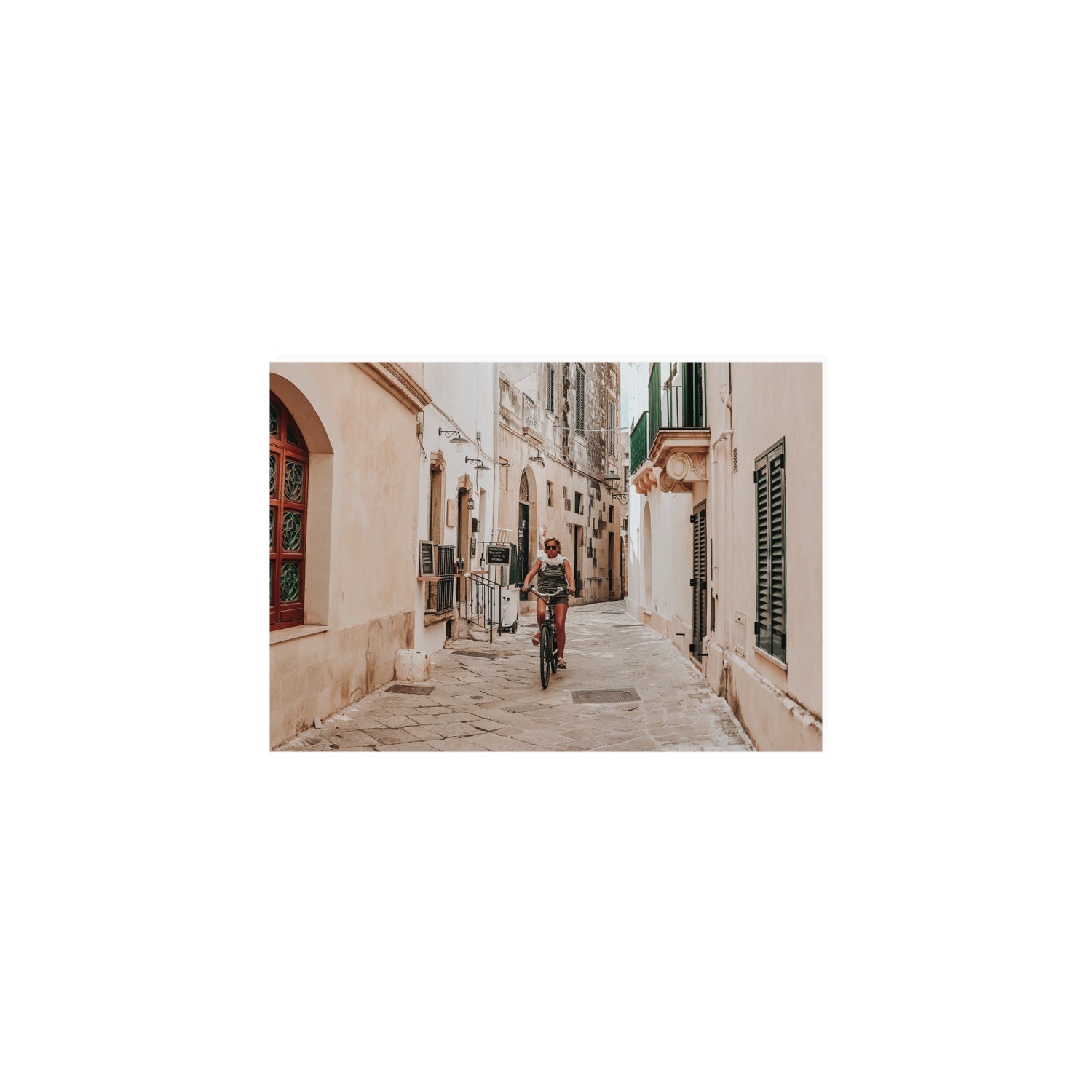 La Donna In Bicicletta Puglia Wall Italian fine art print A5, 21 x 14.8 cm unframed fine art canvas