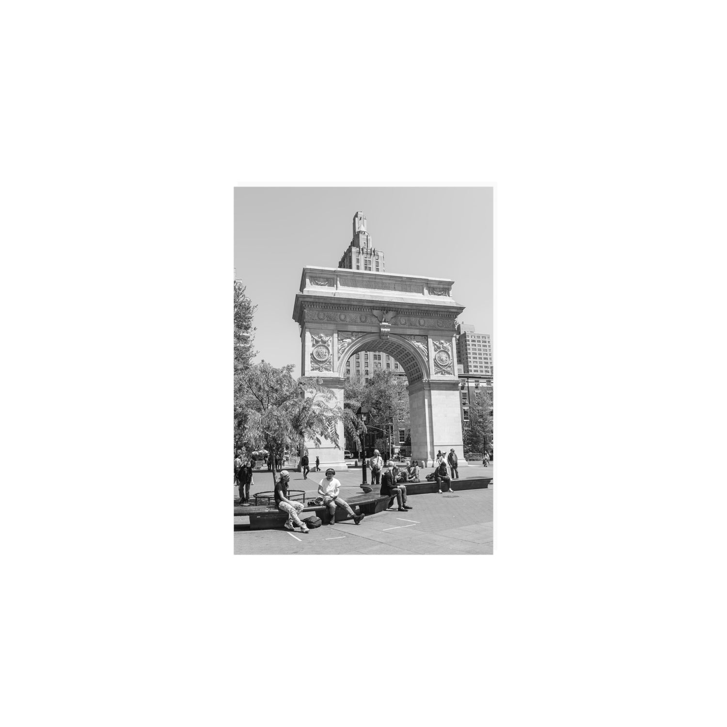 City Picnic New York NYC Black & White wall art A5, 21 x 14.8 cm unframed fine art canvas