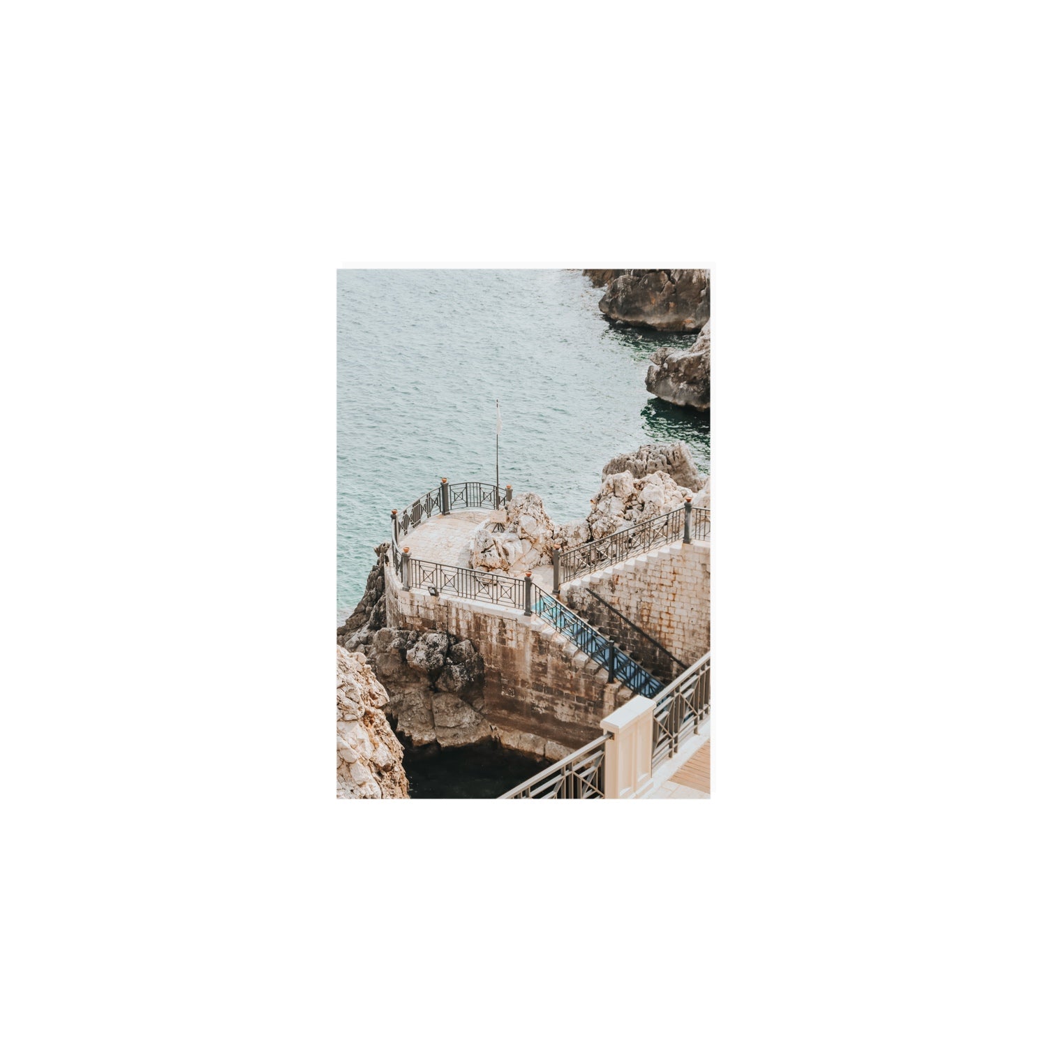 Tidal Staircase Puglia coastal Italian wall art A5, 21 x 14.8 cm unframed fine art canvas