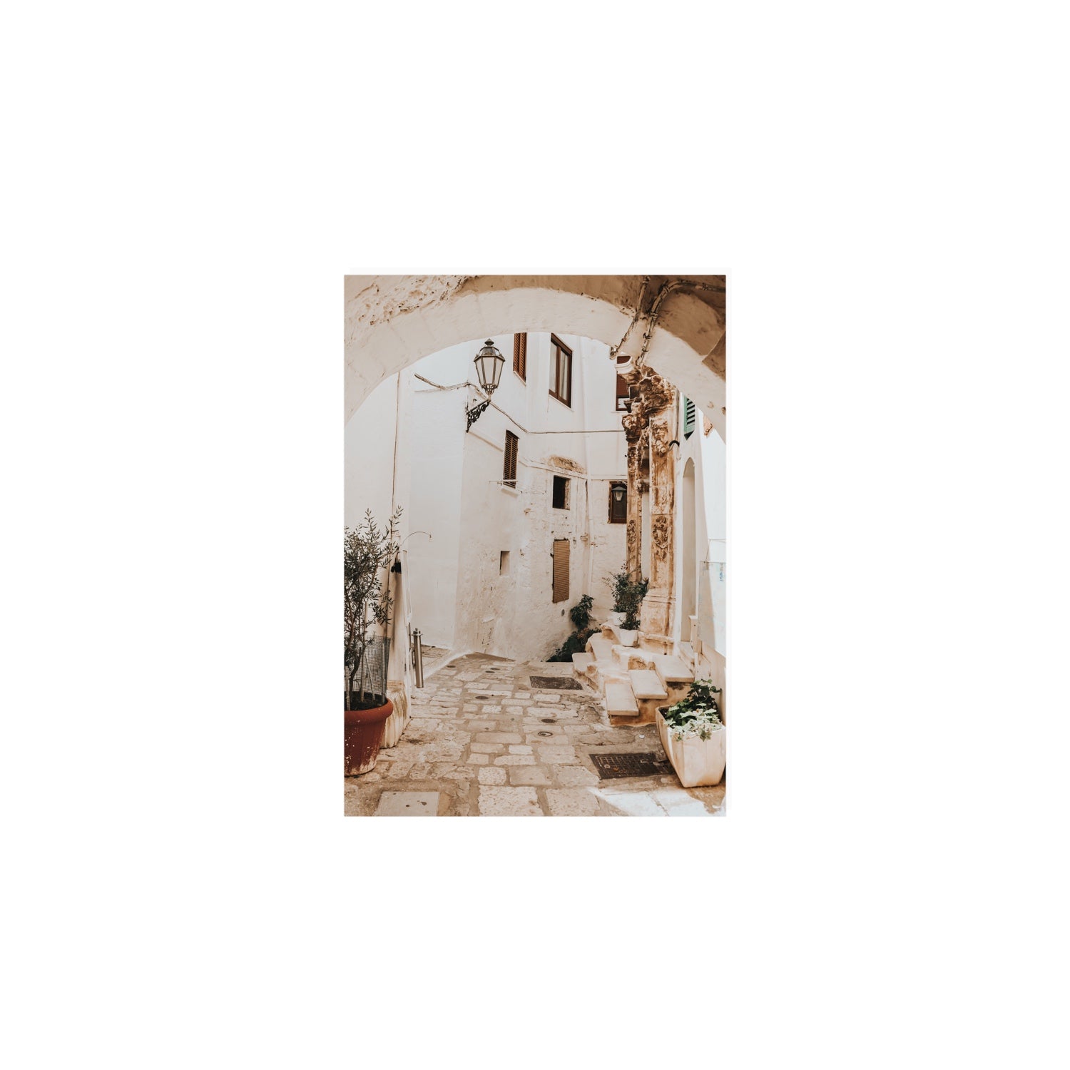 Pathway Wander Puglia Ostuni wall art A5, 21 x 14.8 cm unframed fine art canvas