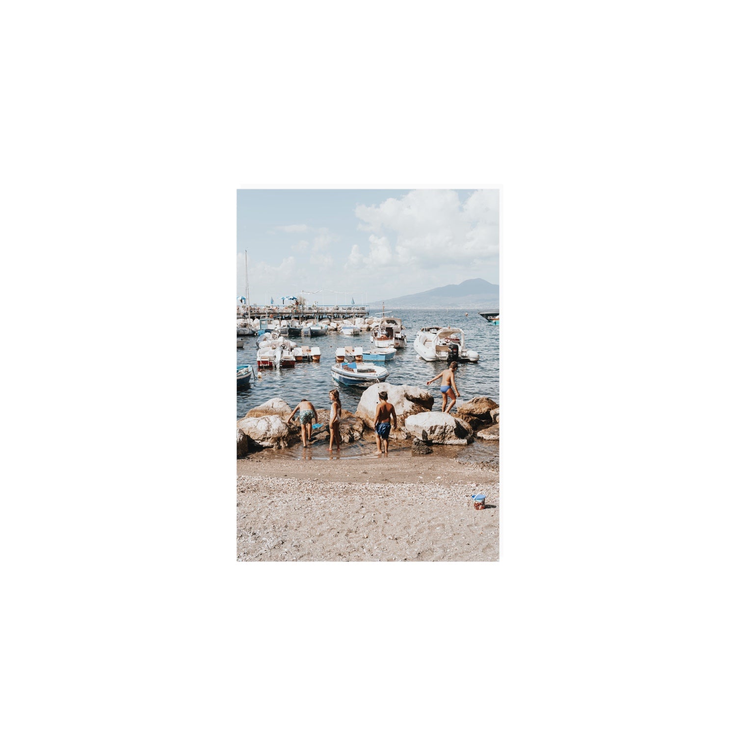 Searching For Treasures Sorrento coastal wall art A5, 21 x 14.8 cm unframed fine art canvas