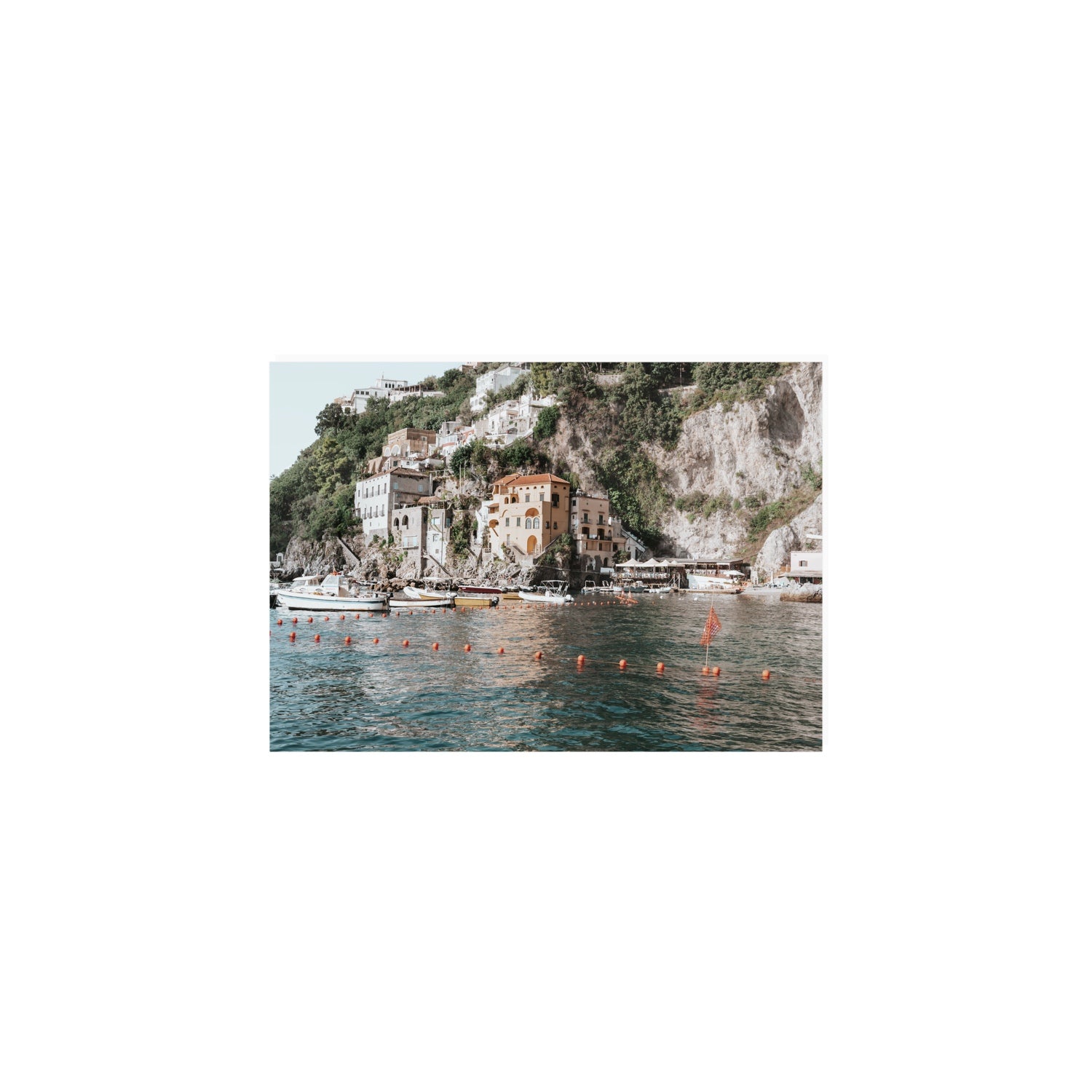 Amalfi Villas fine art print, Amalfi, Italy, coastal scenes artwork, A5 · 21 x 14.8 cm, Unframed, Fine Art Canvas