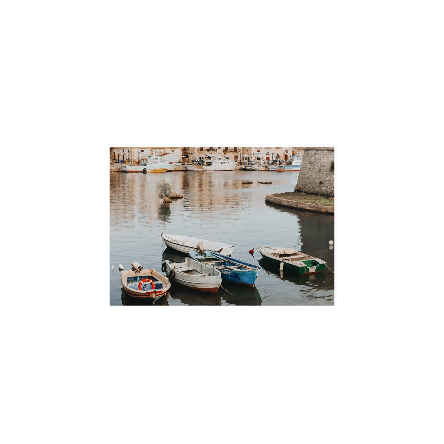 Cinque Barche Puglia Gallipoli Italian art print A5, 21 x 14.8 cm unframed fine art canvas