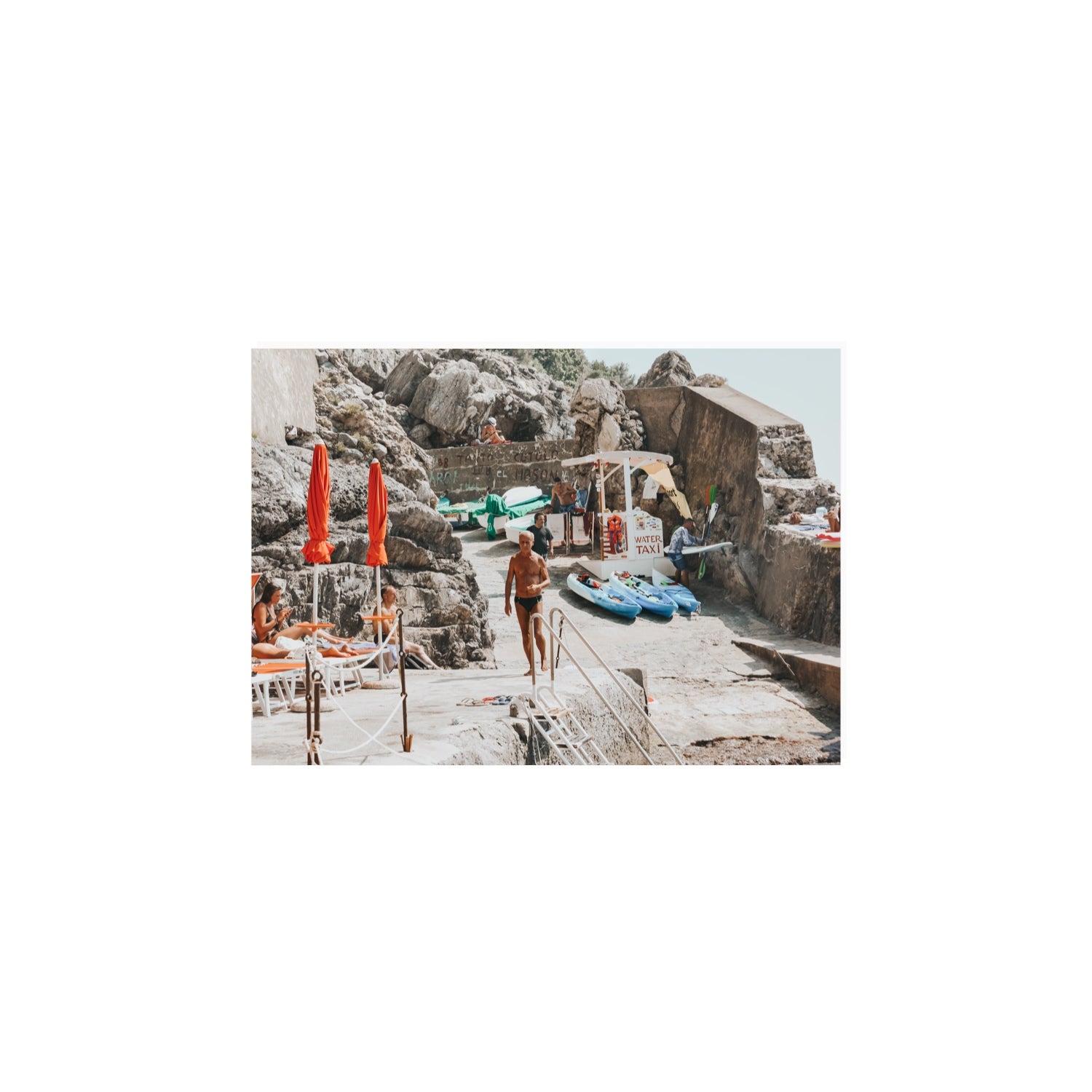 The Local Praiano Amalfi Coast Mediterranean wall art A4, 29.7 x 21 cm unframed fine art canvas