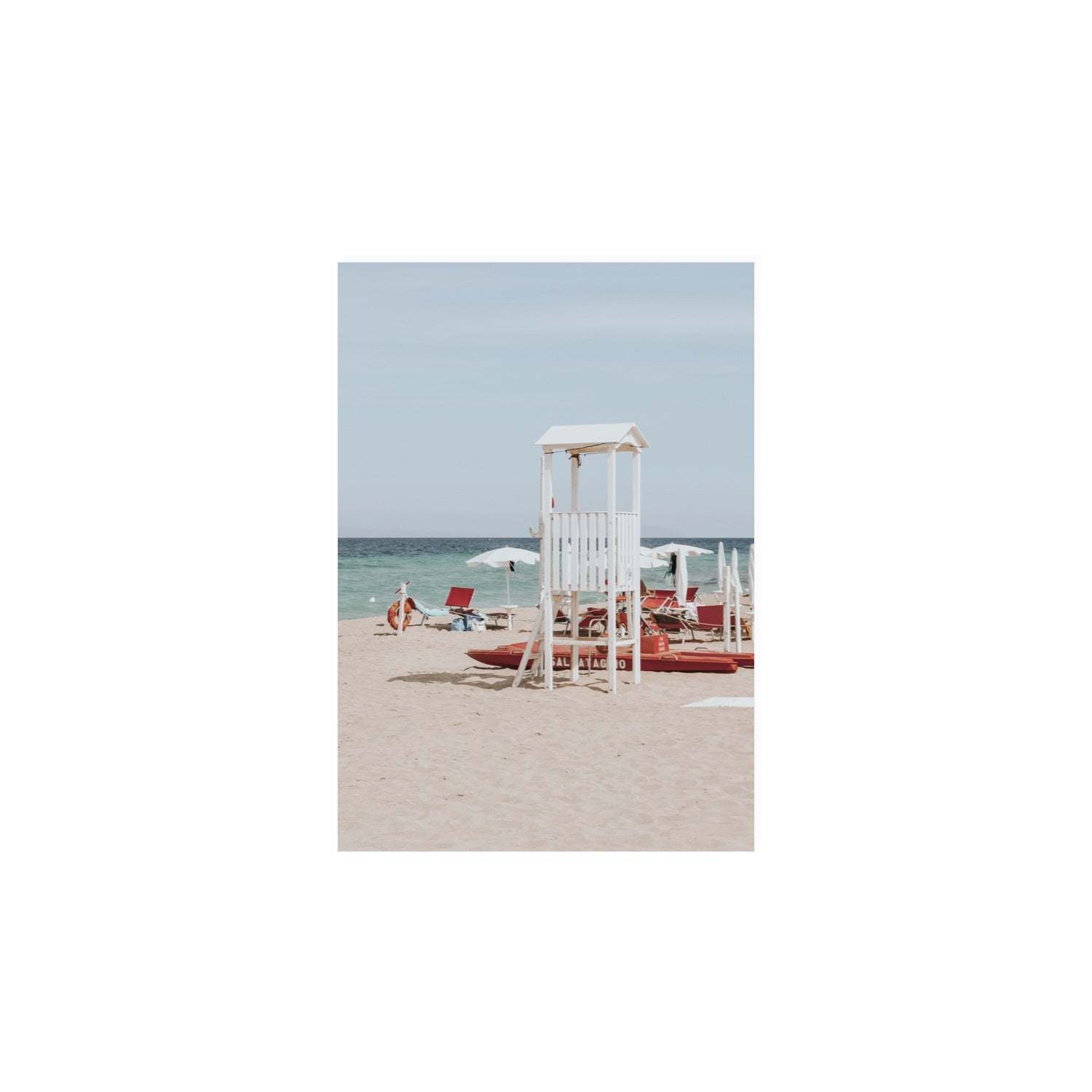 Barefoot Bliss Puglia beach Italian coastal decor wall art A4, 29.7 x 21 cm unframed fine art canvas