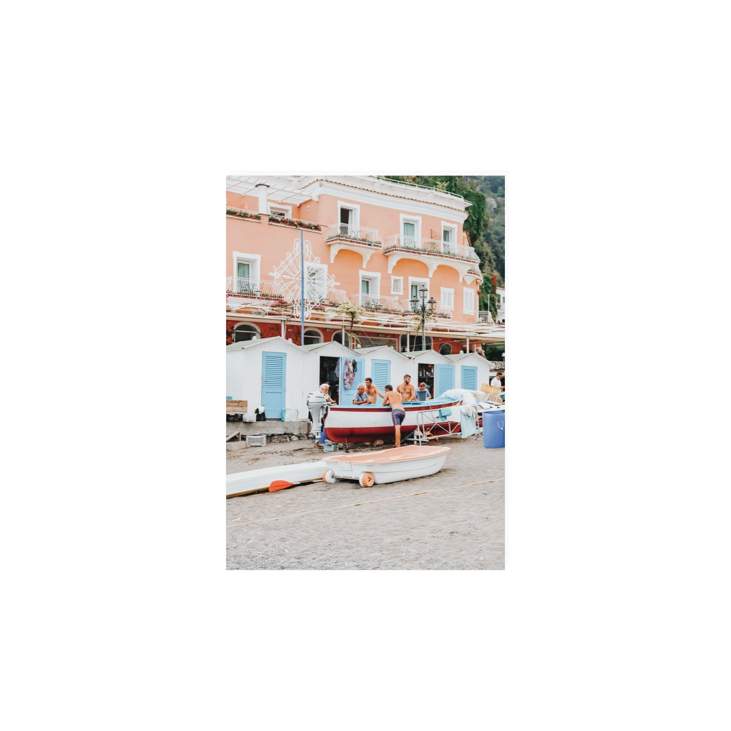 La Riunione della Mattina fine art print, Positano, Italy, A4 · 29.7 x 21 cm, Unframed, Fine Art Canvas