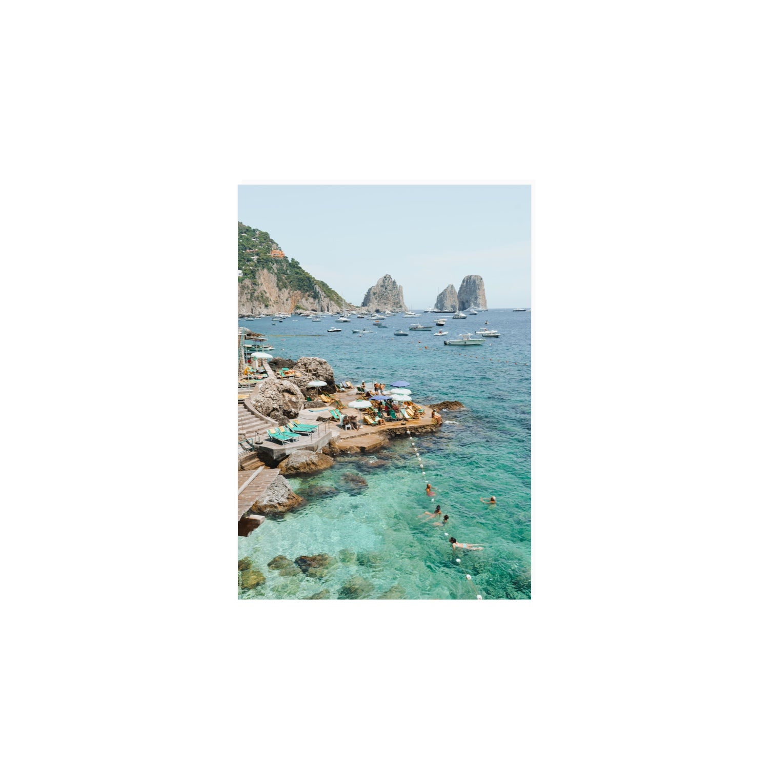 Summertime Blues Capri Mediterranean wall art A4, 29.7 x 21 cm unframed fine art canvas