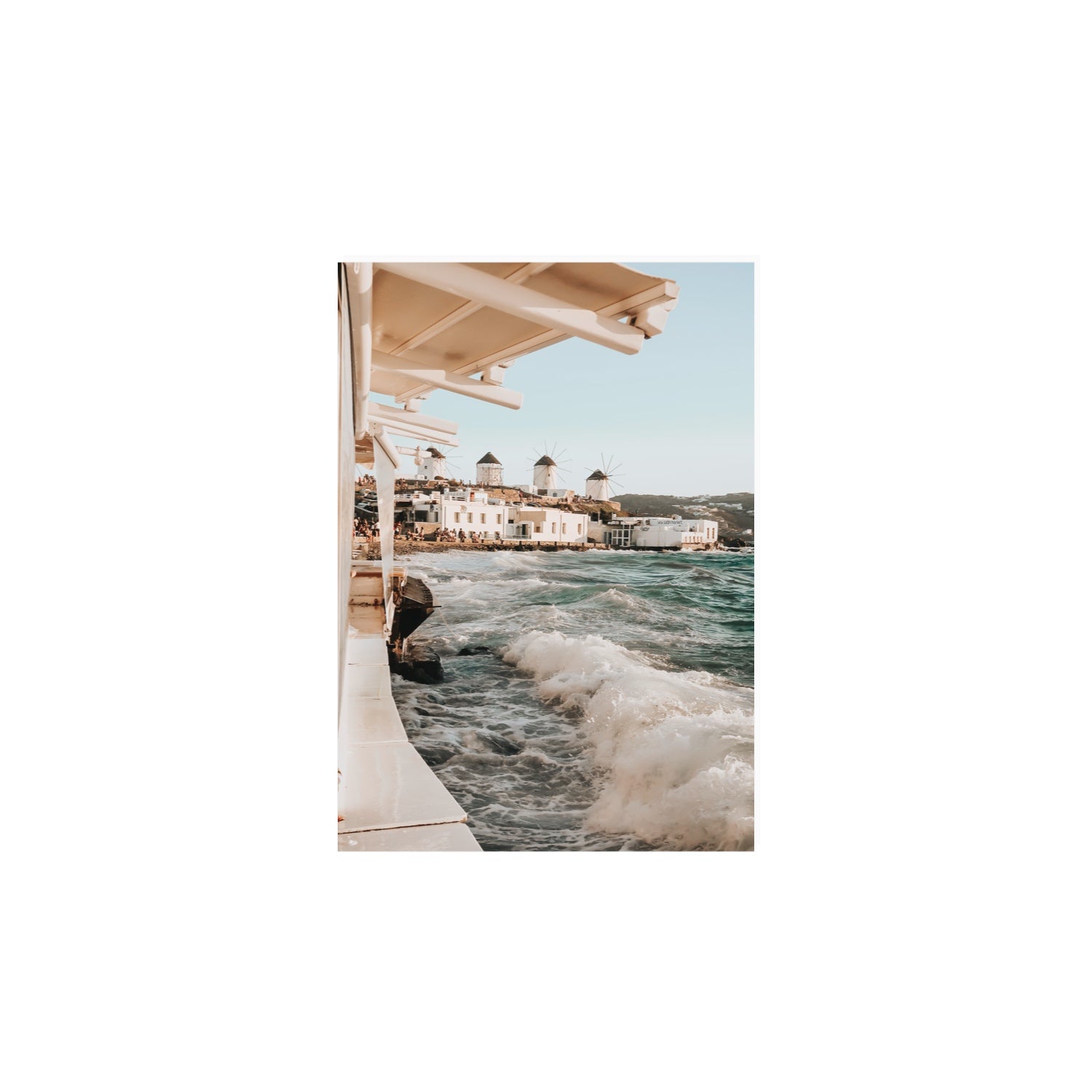 Windmills Mykonos Greek island wall art A4, 29.7 x 21 cm unframed fine art canvas