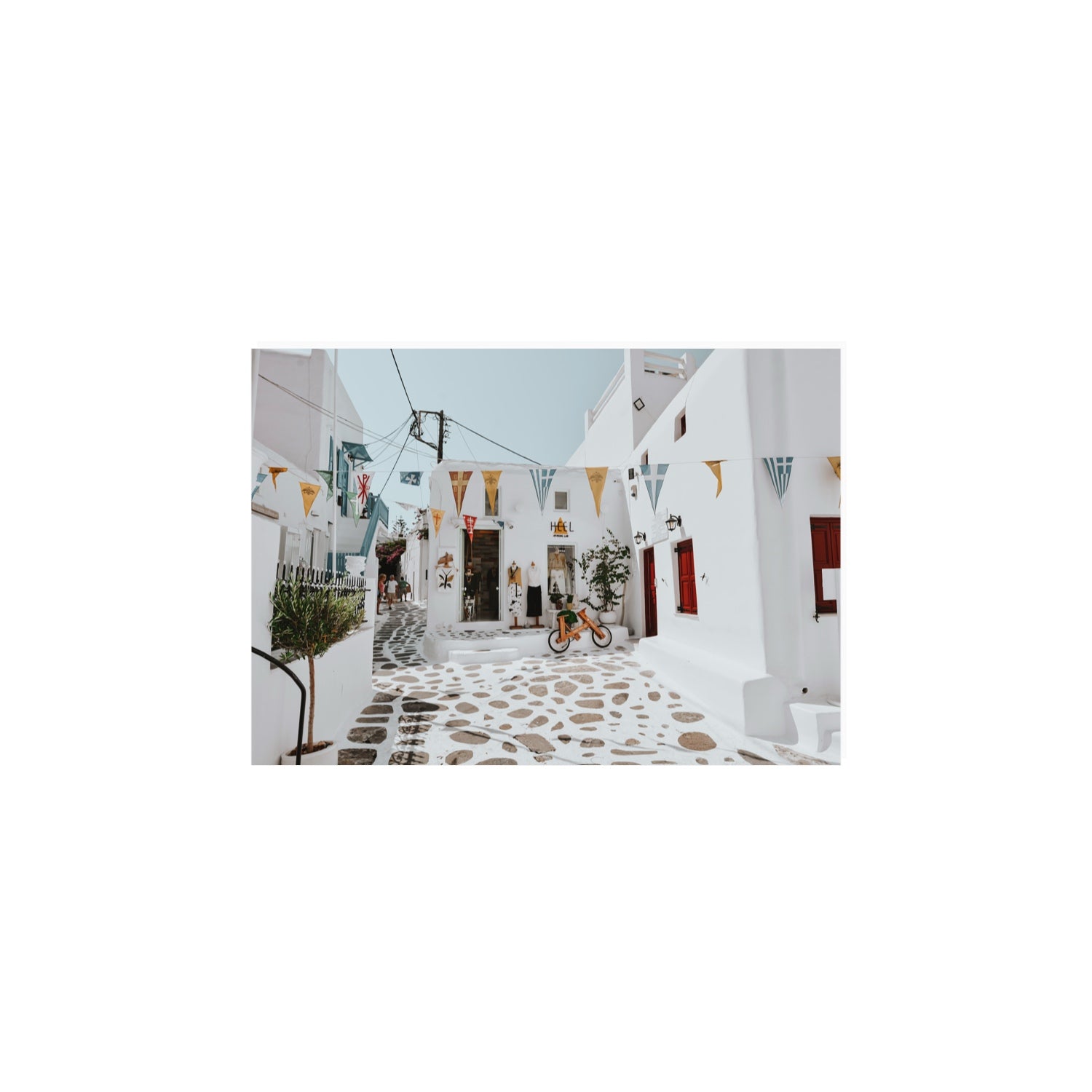 Cruising The Streets Mykonos Greek island wall art A4, 29.7 x 21 cm unframed fine art canvas