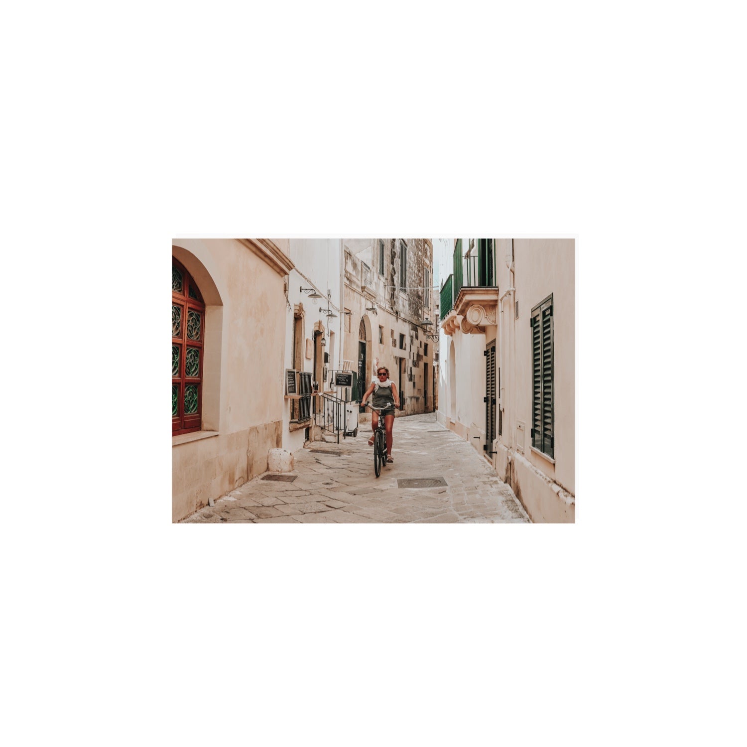 La Donna In Bicicletta Puglia Wall Italian fine art print A4, 29.7 x 21 cm unframed fine art canvas