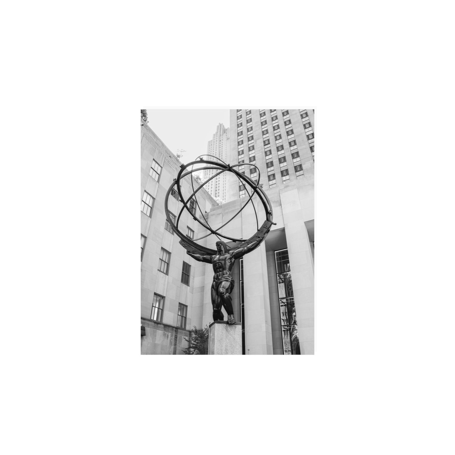 Atlas Ascends New York NYC Black & White wall art A4, 29.7 x 21 cm unframed fine art canvas