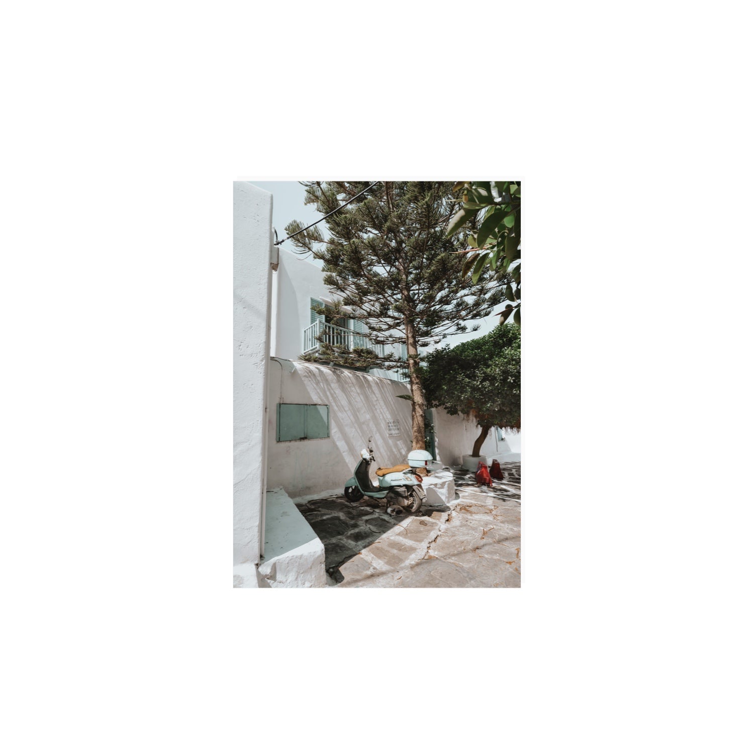 The Getaway Mykonos Mediterranean Greek island art print A4, 29.7 x 21 cm unframed fine art canvas