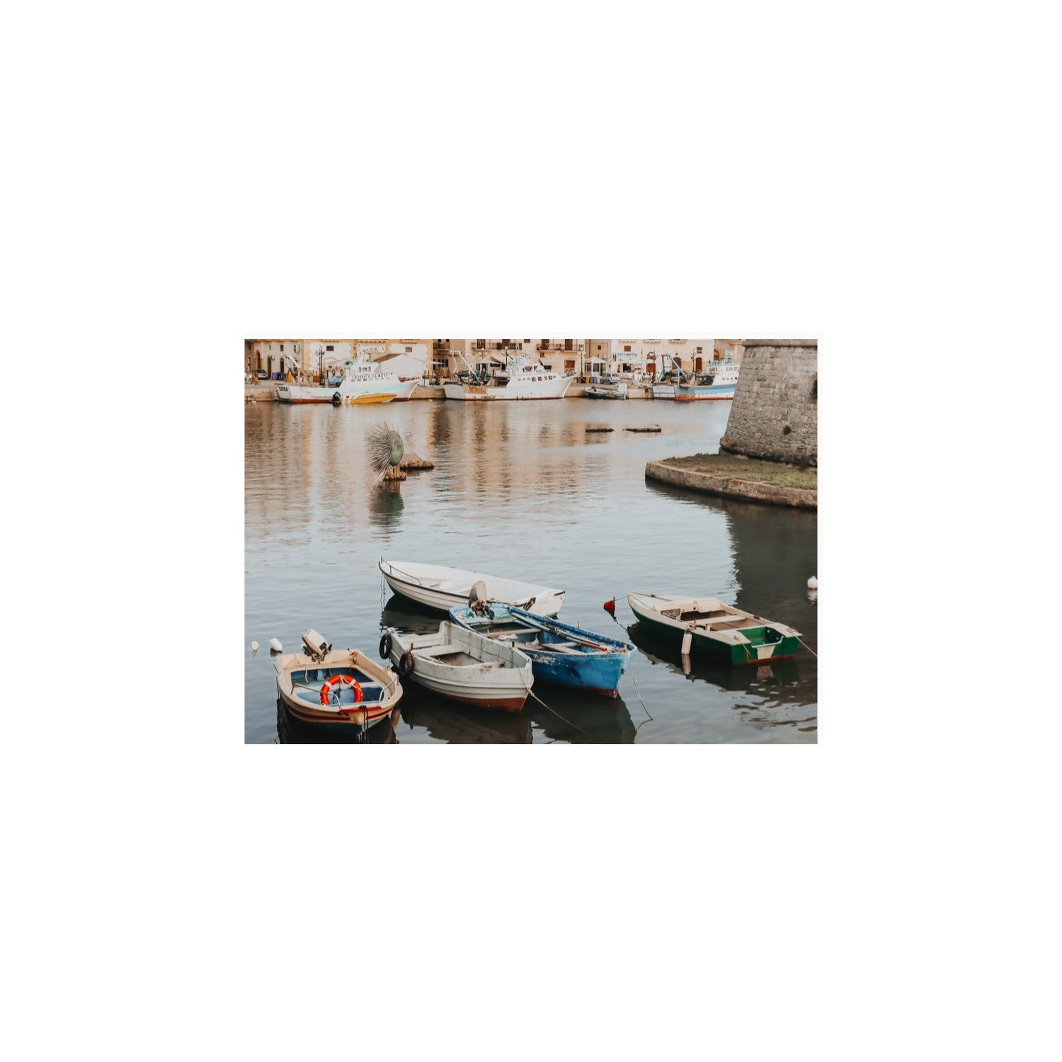 Cinque Barche Puglia Gallipoli Italian art print A4, 29.7 x 21 cm unframed fine art canvas