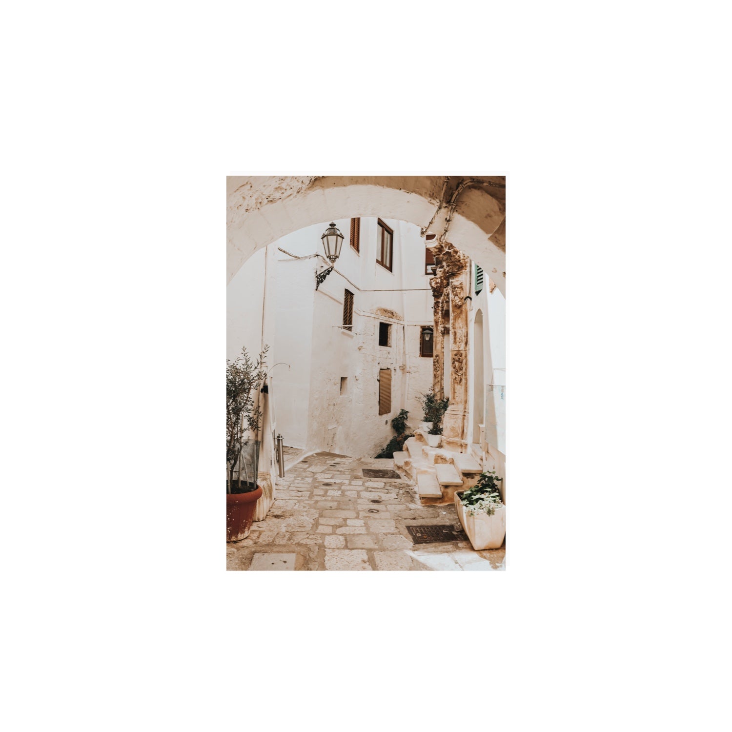 Pathway Wander Puglia Ostuni wall art A4, 29.7 x 21 cm unframed fine art canvas