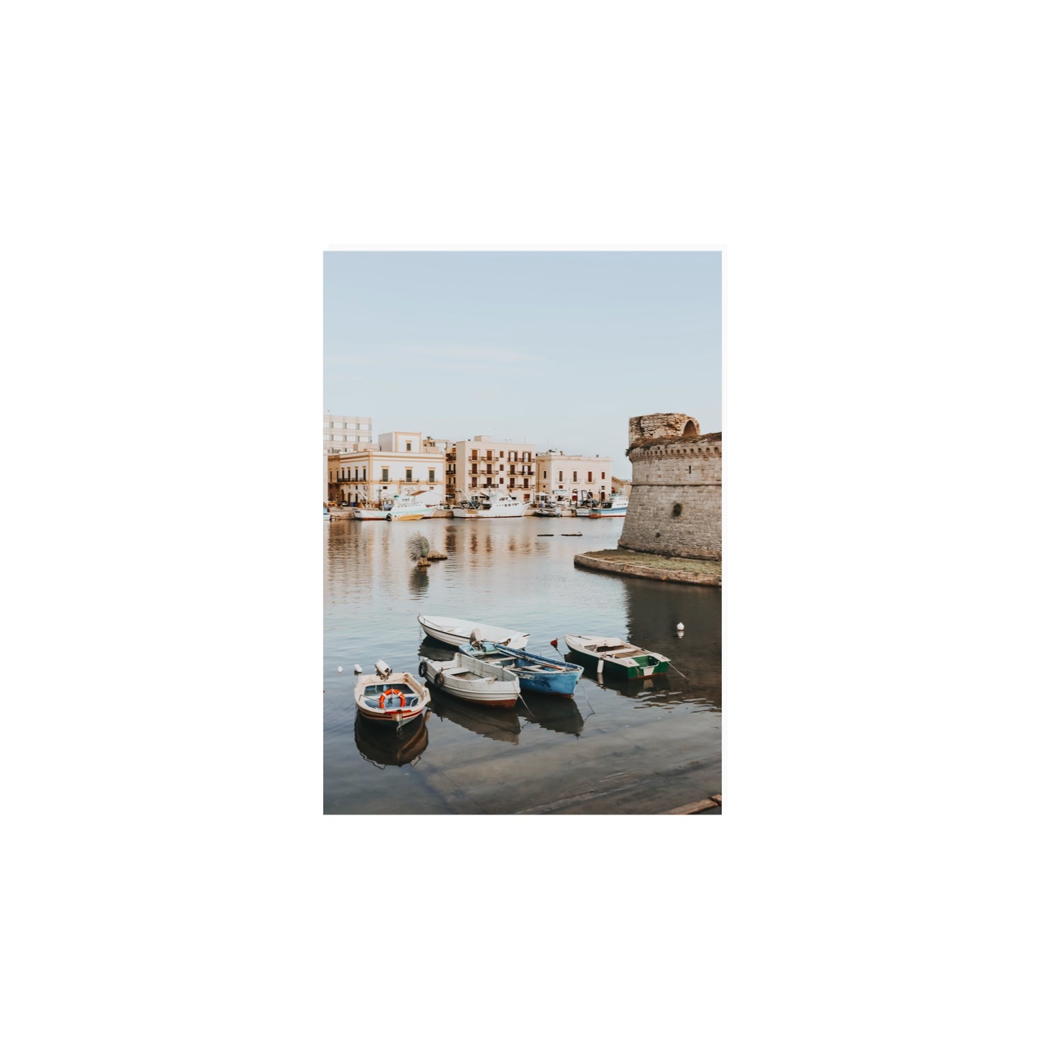 Gallipoli Harbour Puglia coastal wall art A4, 29.7 x 21 cm unframed fine art canvas