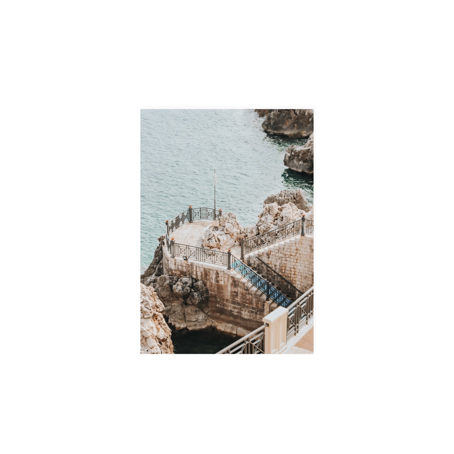 Tidal Staircase Puglia coastal Italian wall art A4, 29.7 x 21 cm unframed fine art canvas
