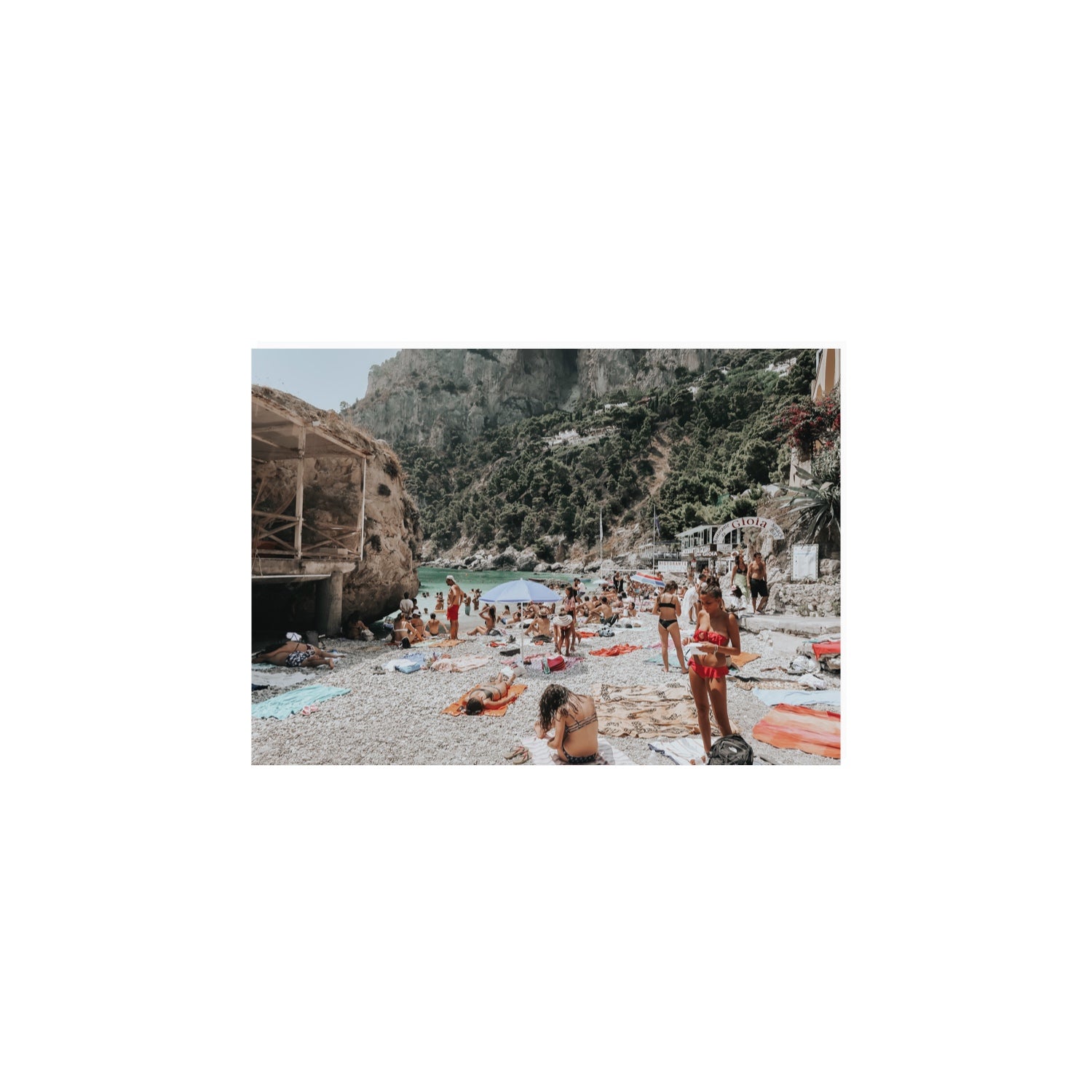 Spiaggia Da Gioia Capri beach coastal wall art A4, 29.7 x 21 cm unframed fine art canvas