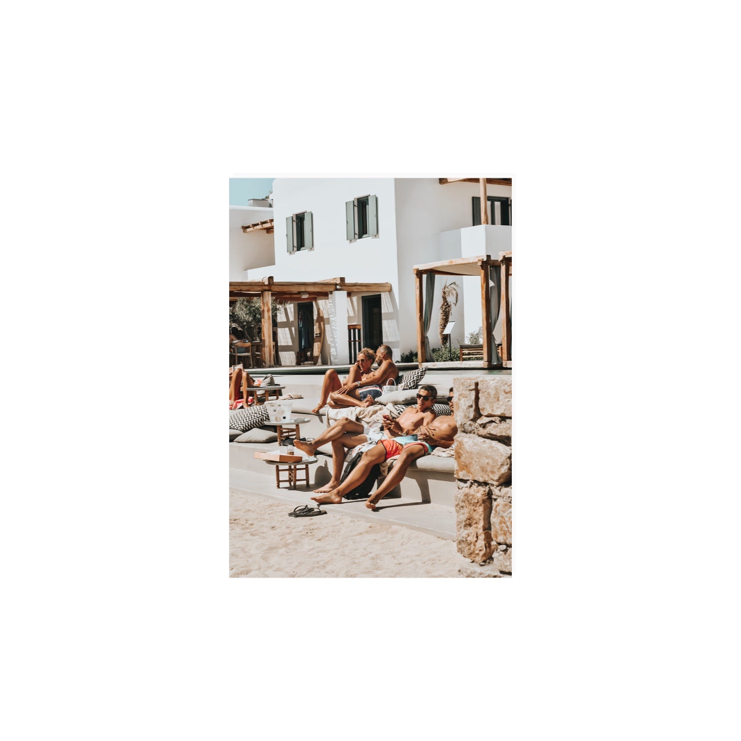 Style That Sizzles Mykonos Greek island wall art A4, 29.7 x 21 cm unframed fine art canvas