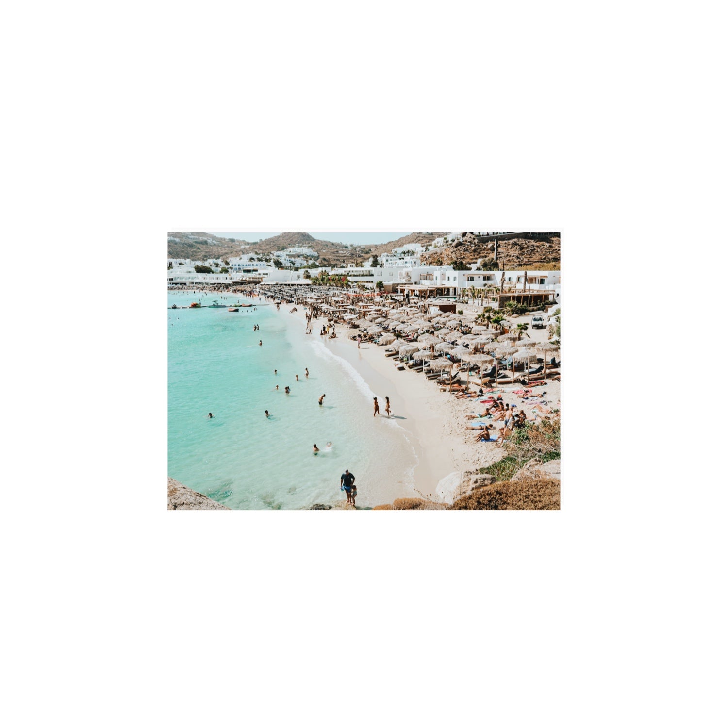 Aquaholic Mykonos Greek island wall art A4, 29.7 x 21 cm unframed fine art canvas