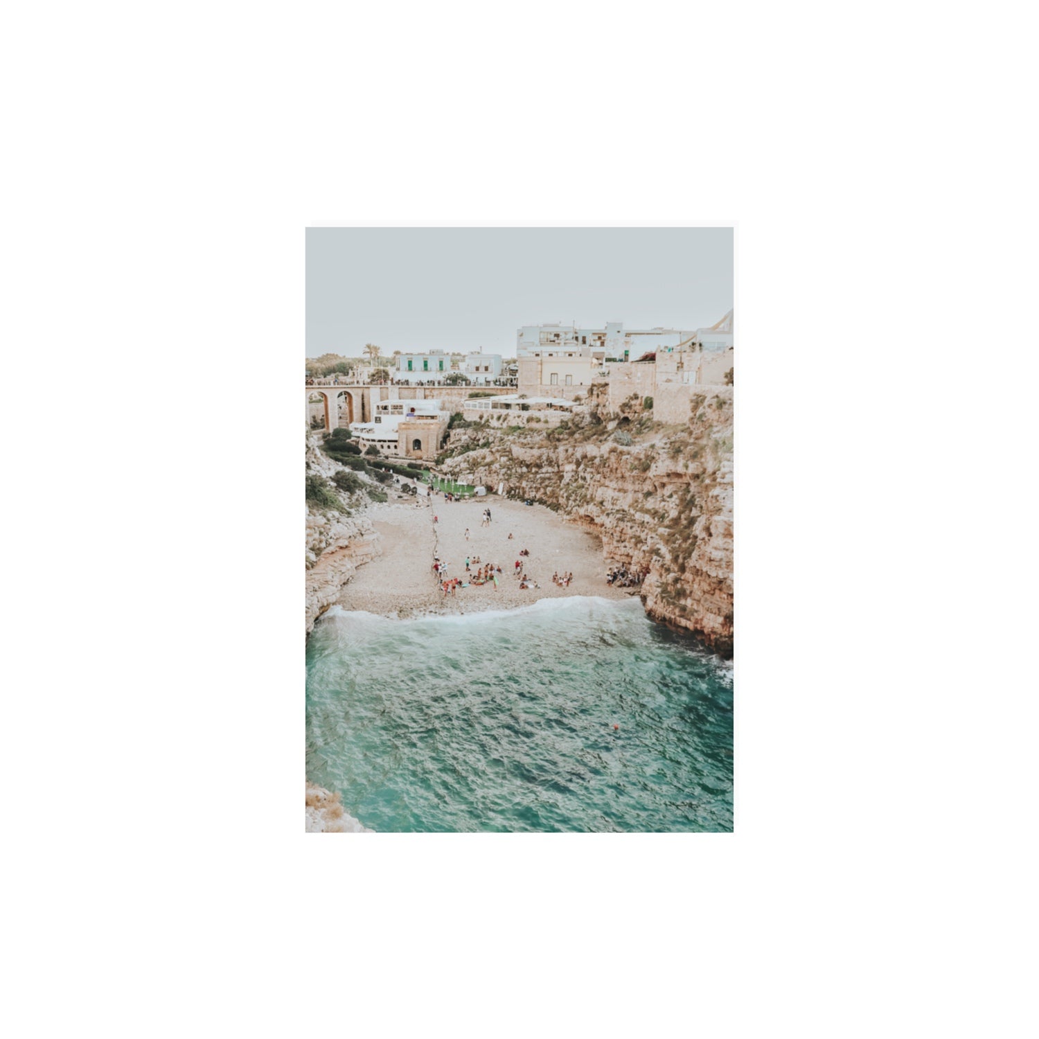 Polignano Vista Puglia coastal Italian beach fine art print A3, 42 x 29.7 cm unframed fine art canvas