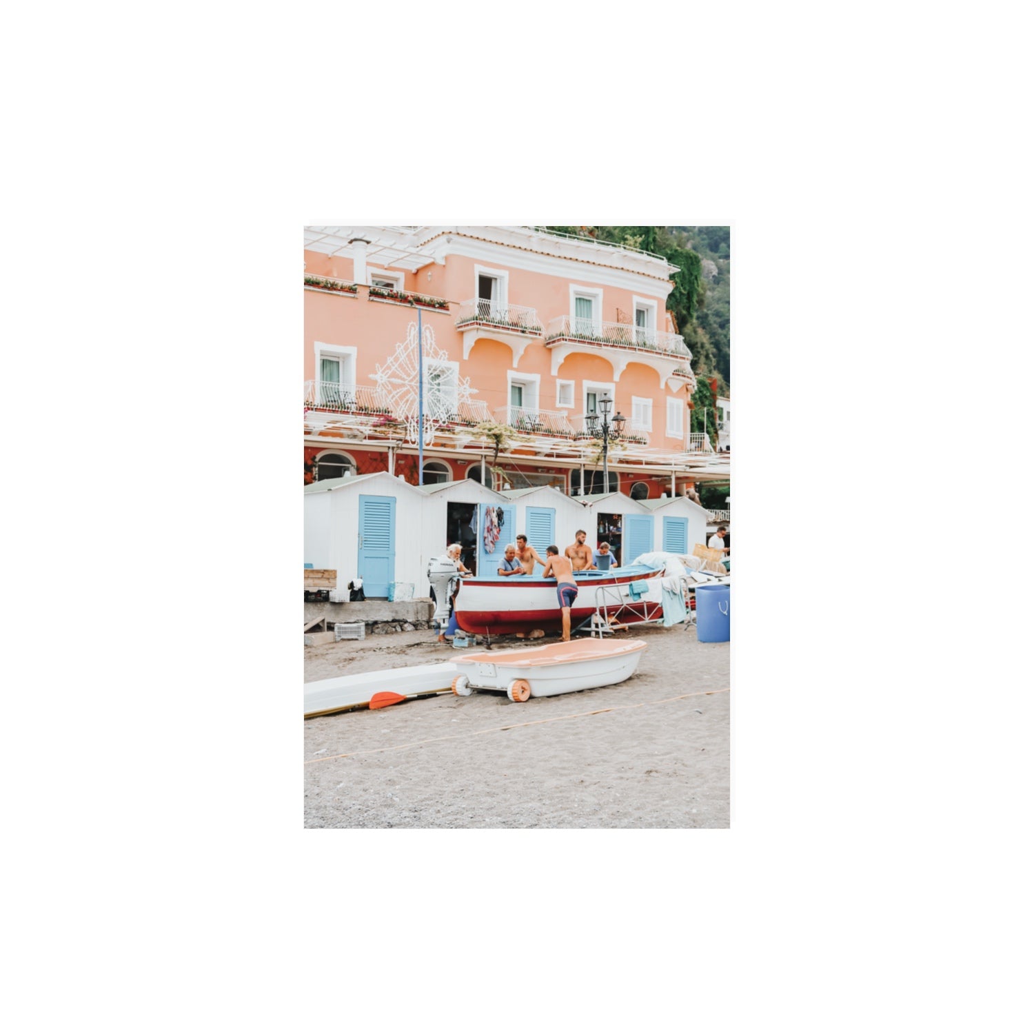 La Riunione della Mattina fine art print, Positano, Italy, A3 · 42 x 29.7 cm, Unframed, Fine Art Canvas