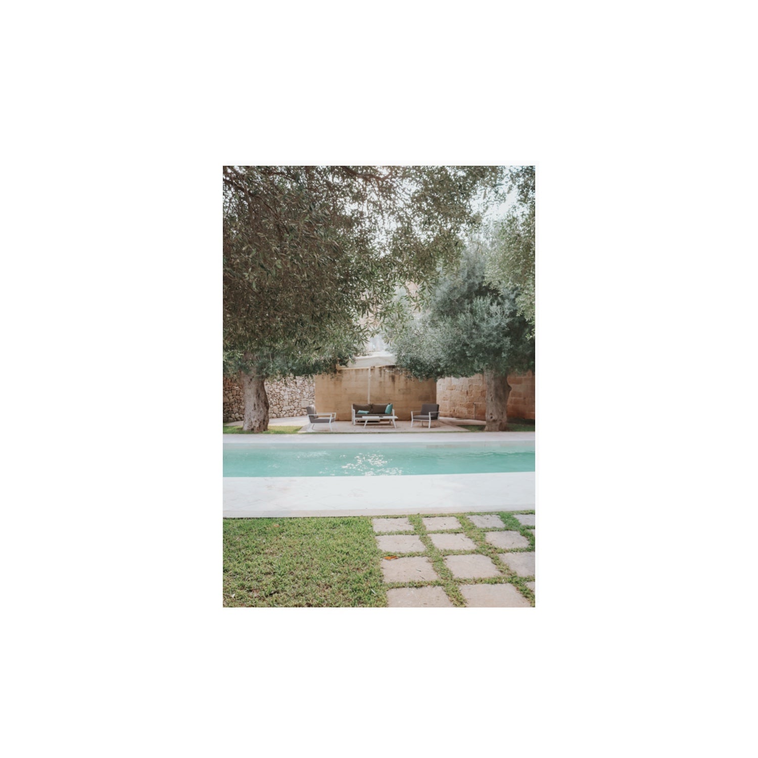 Idyllic Escape Puglia Mediterranean wall art A3, 42 x 29.7 cm unframed fine art canvas