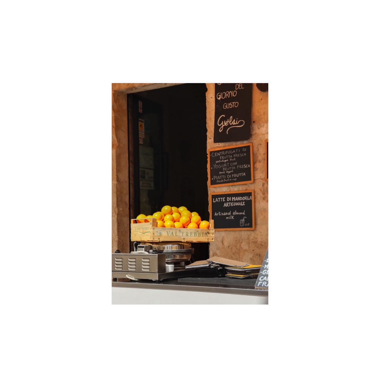 Luminous Citrus Puglia Ostuni Italian wall art A3, 42 x 29.7 cm unframed fine art canvas