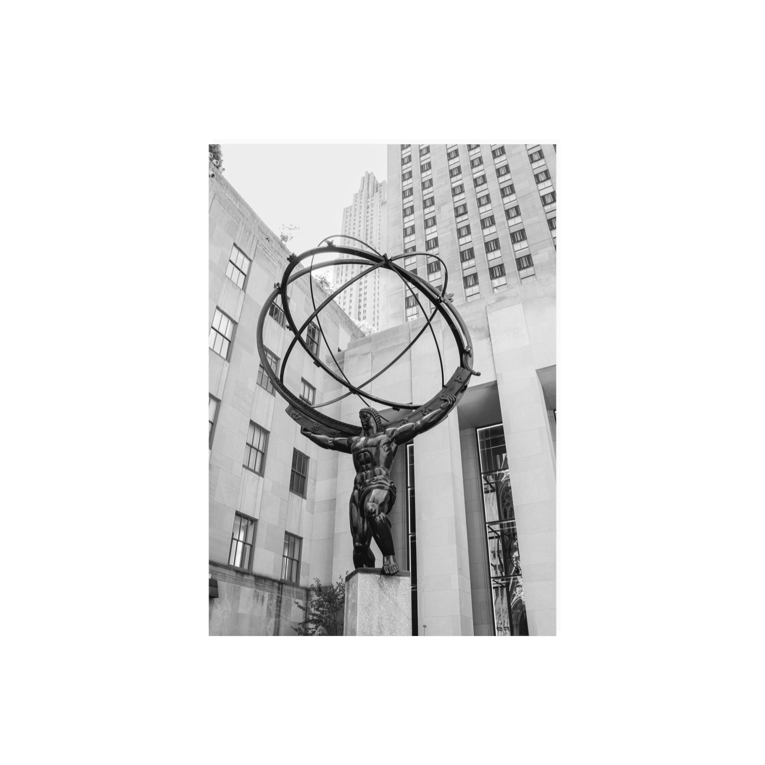 Atlas Ascends New York NYC Black & White wall art A2, 59.4 x 42 cm unframed fine art canvas