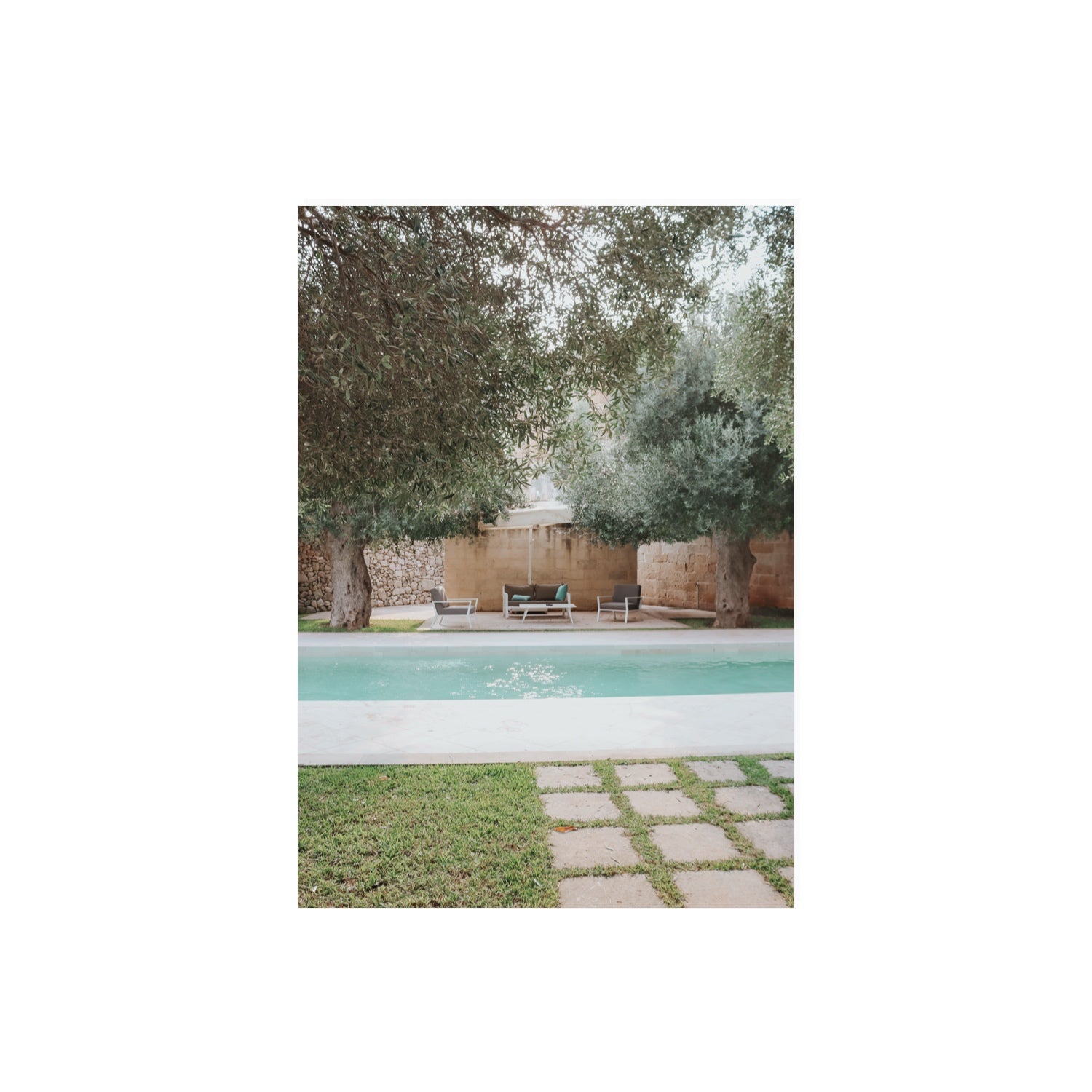 Idyllic Escape Puglia Mediterranean wall art A2, 59.4 x 42 cm unframed fine art canvas