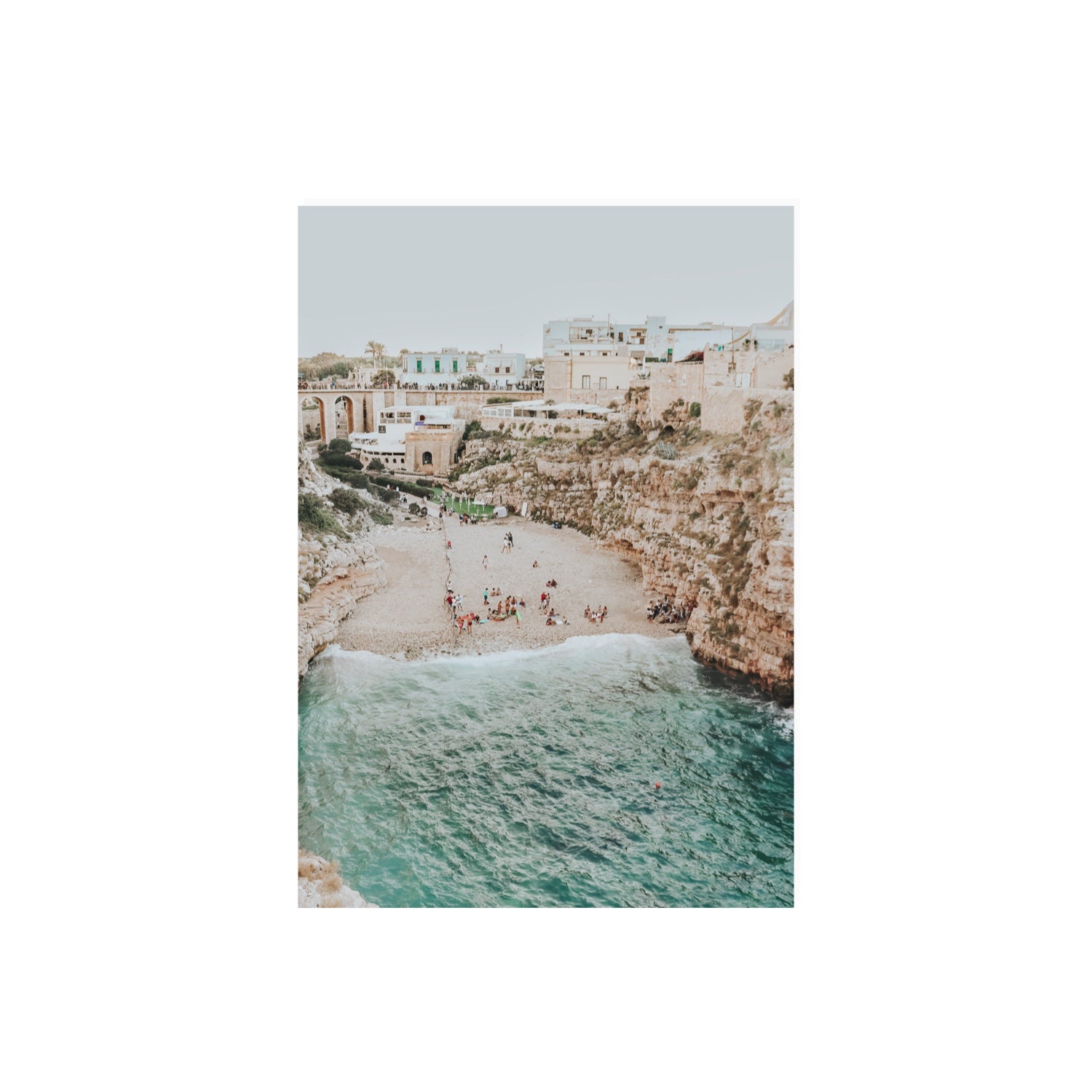 Polignano Vista Puglia coastal Italian beach fine art print A2, 59.4 x 42 cm unframed fine art canvas