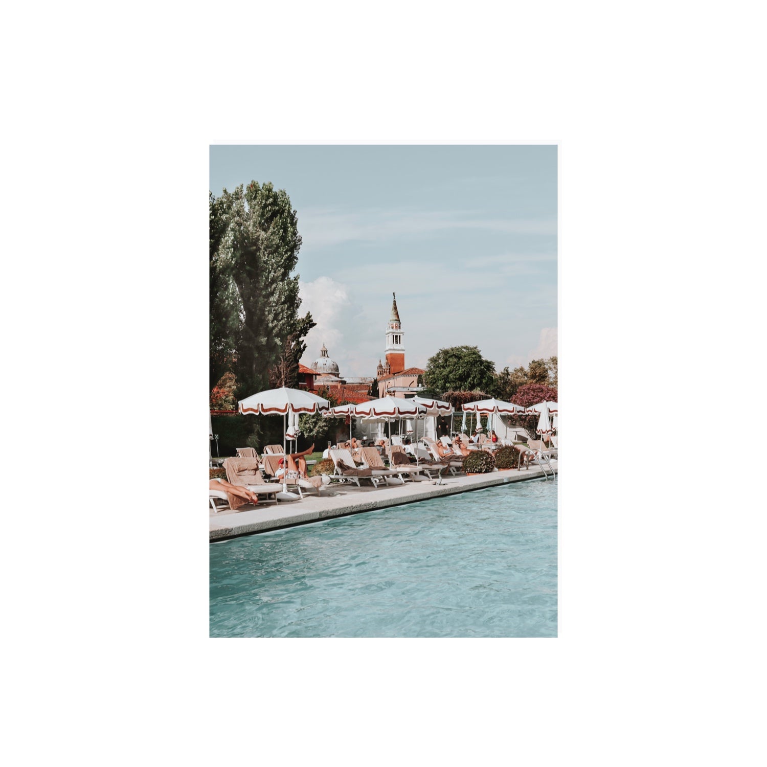 Poolside Perch Venice Italian wall art A2, 59.4 x 42 cm unframed fine art canvas