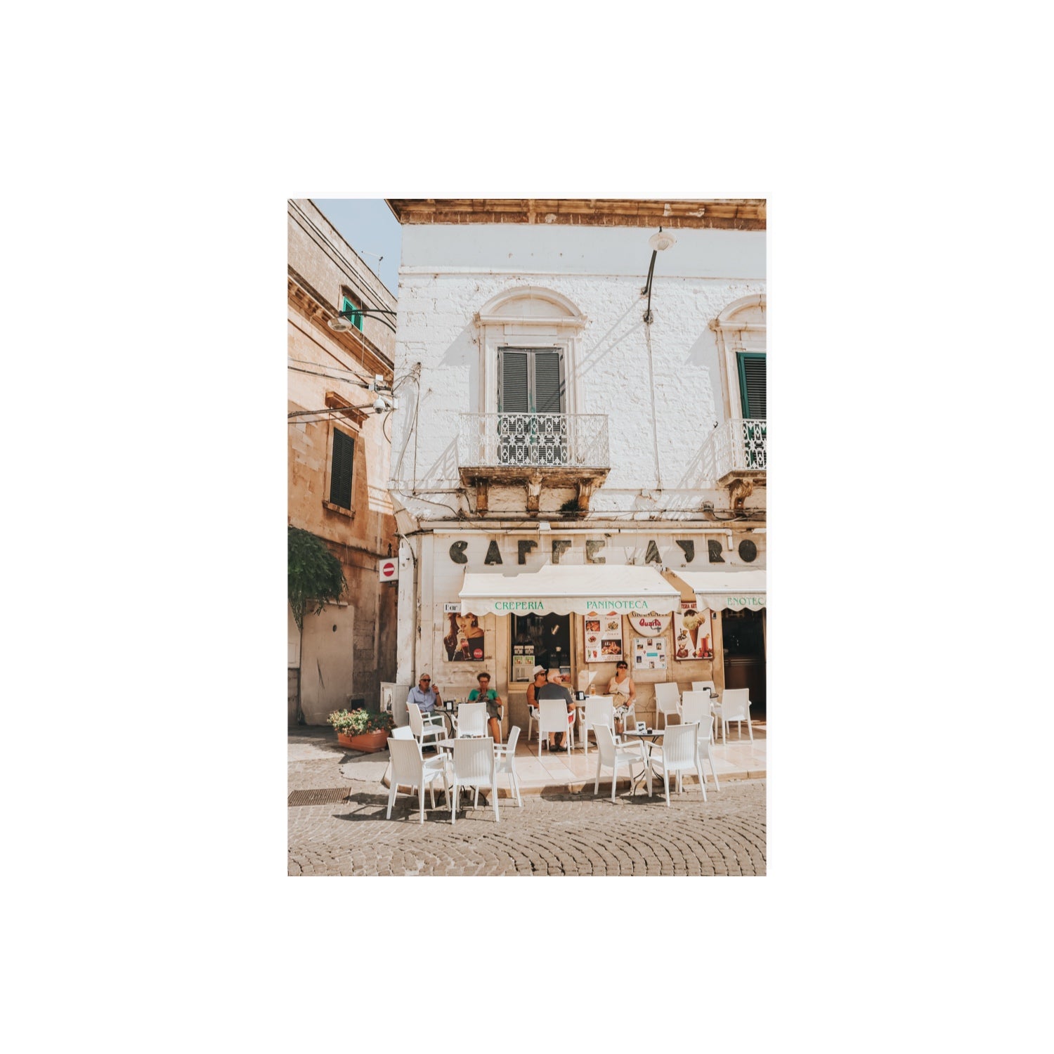 Cafe Ostuni Puglia Café Ostuni Italian wall art A2, 59.4 x 42 cm unframed fine art canvas