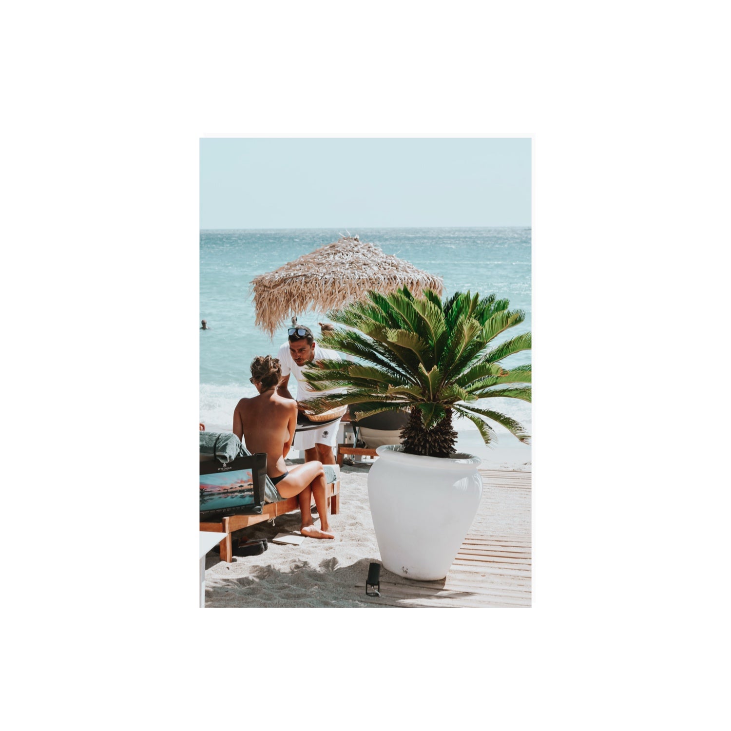 At Your Service Mykonos Greek island wall art A2, 59.4 x 42 cm unframed fine art canvas