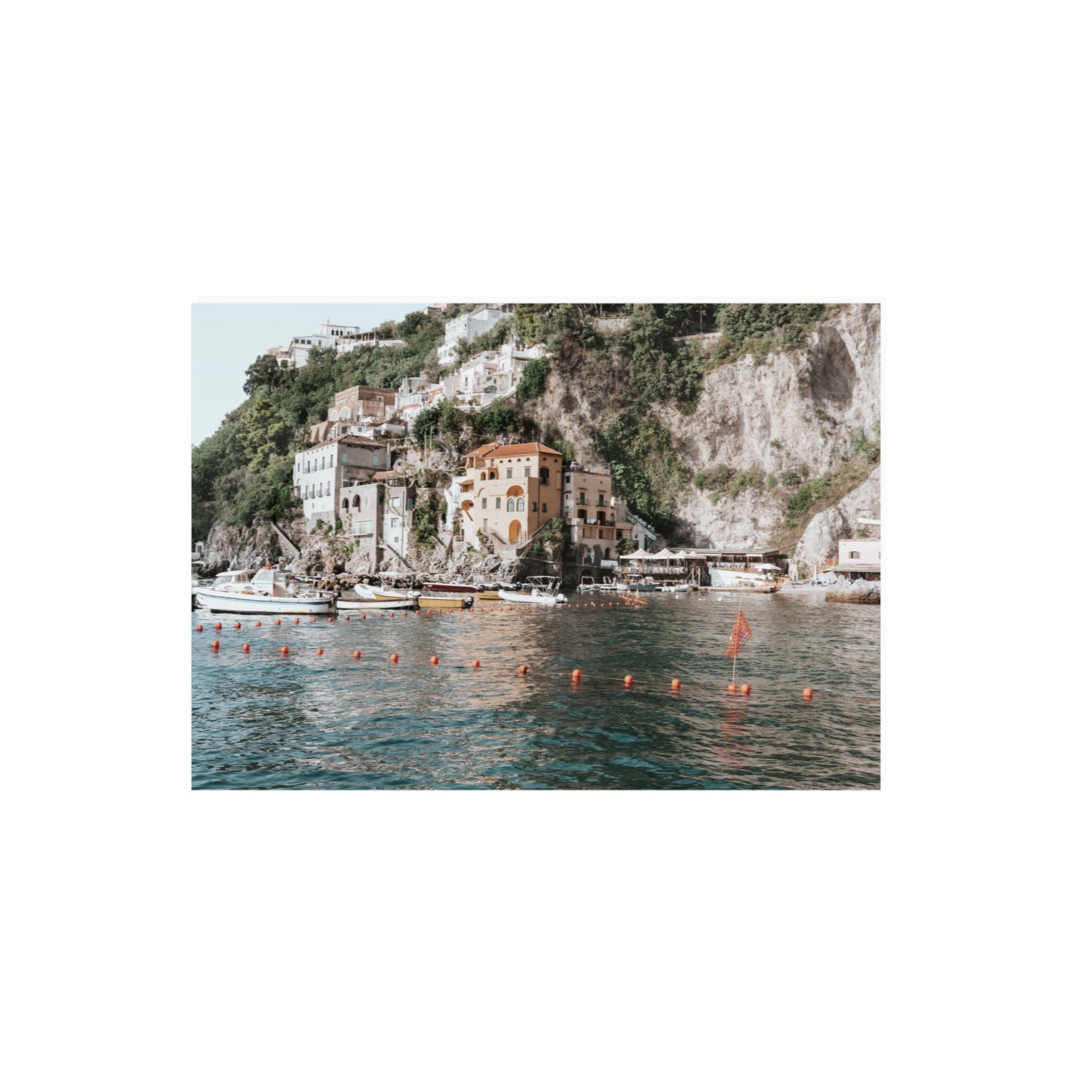 Amalfi Villas fine art print, Amalfi, Italy, coastal scenes artwork, A2 · 59.4 x 42 cm, Unframed, Fine Art Canvas