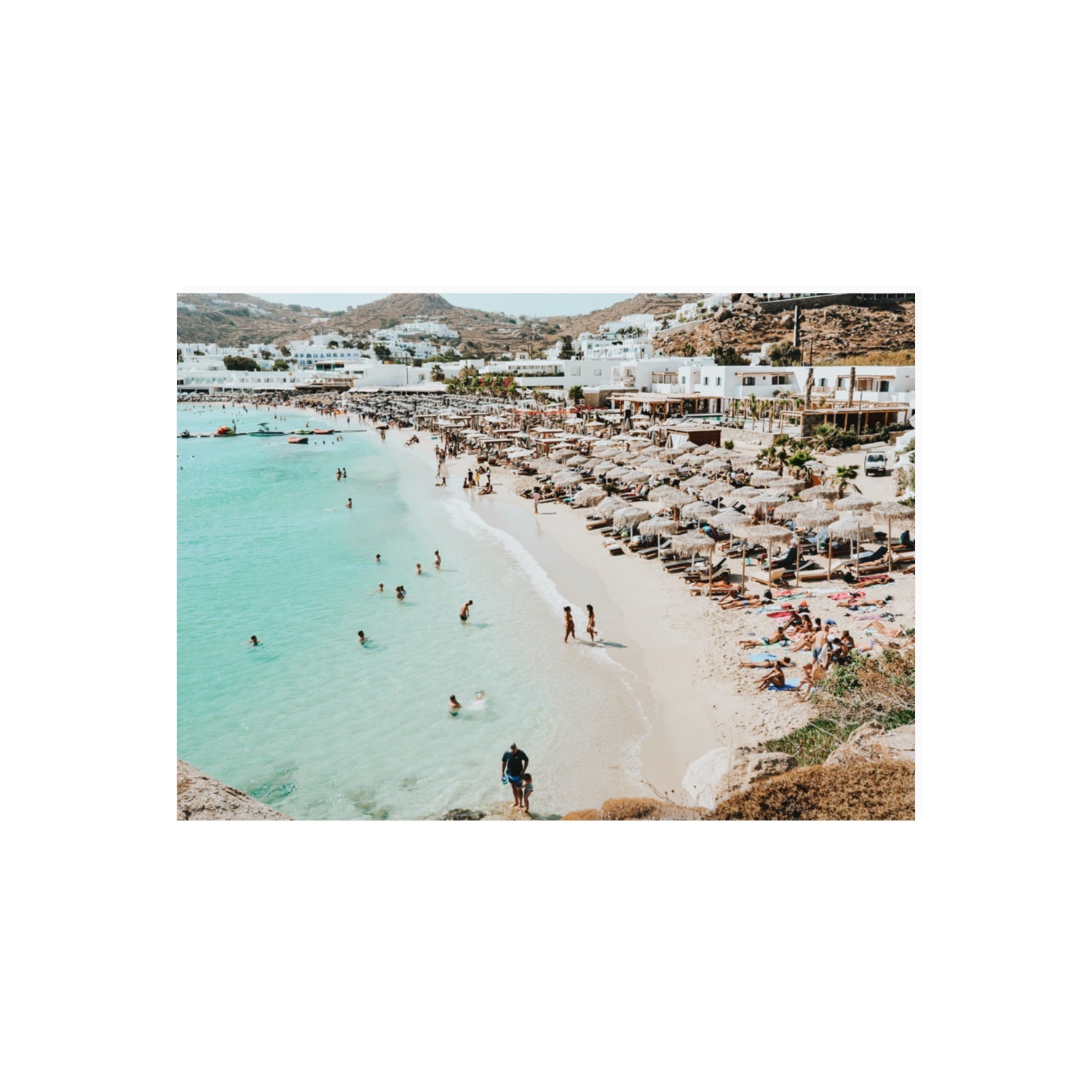 Aquaholic Mykonos Greek island wall art 70 x 50 cm unframed fine art canvas