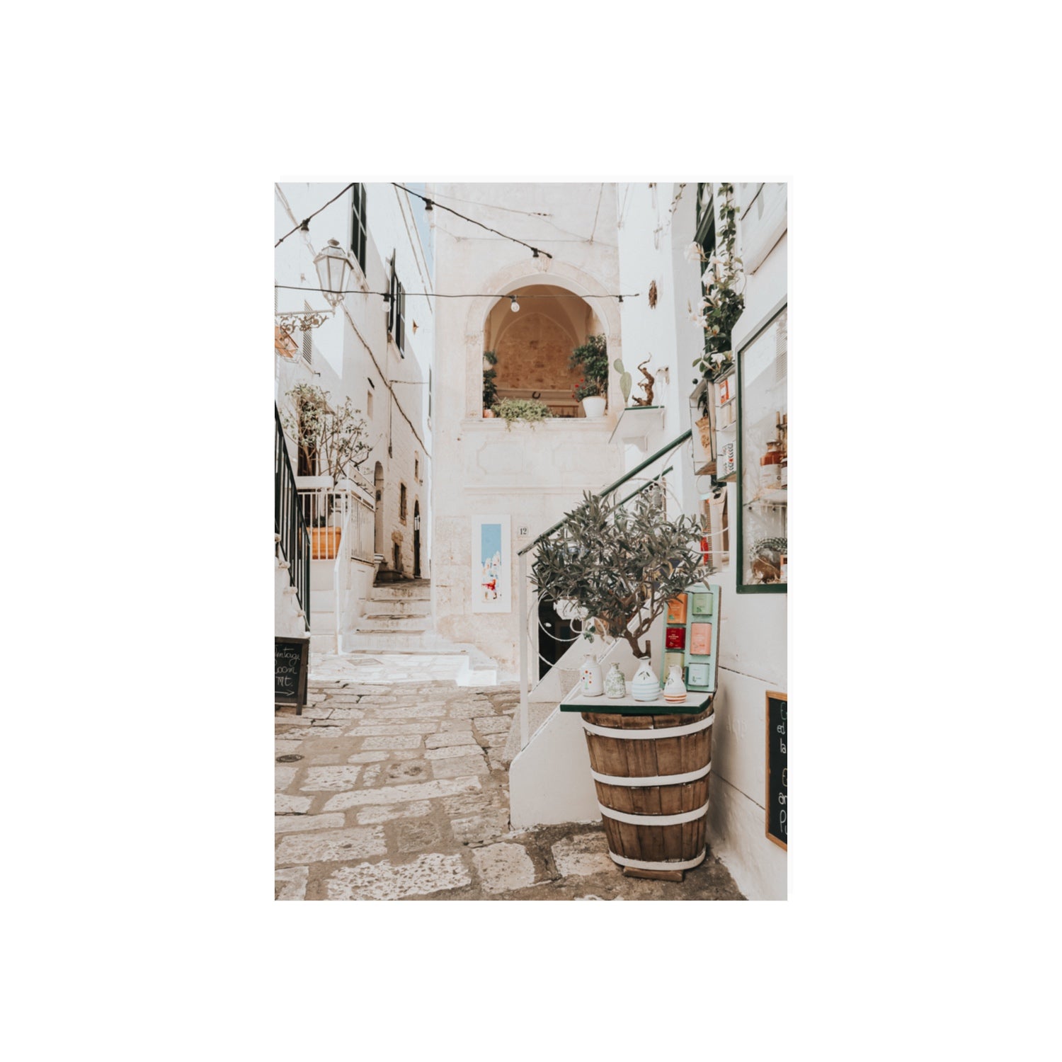 Olive Tree Lane Puglia Ostuni Mediterranean decor wall art 70 x 50 cm unframed fine art canvas