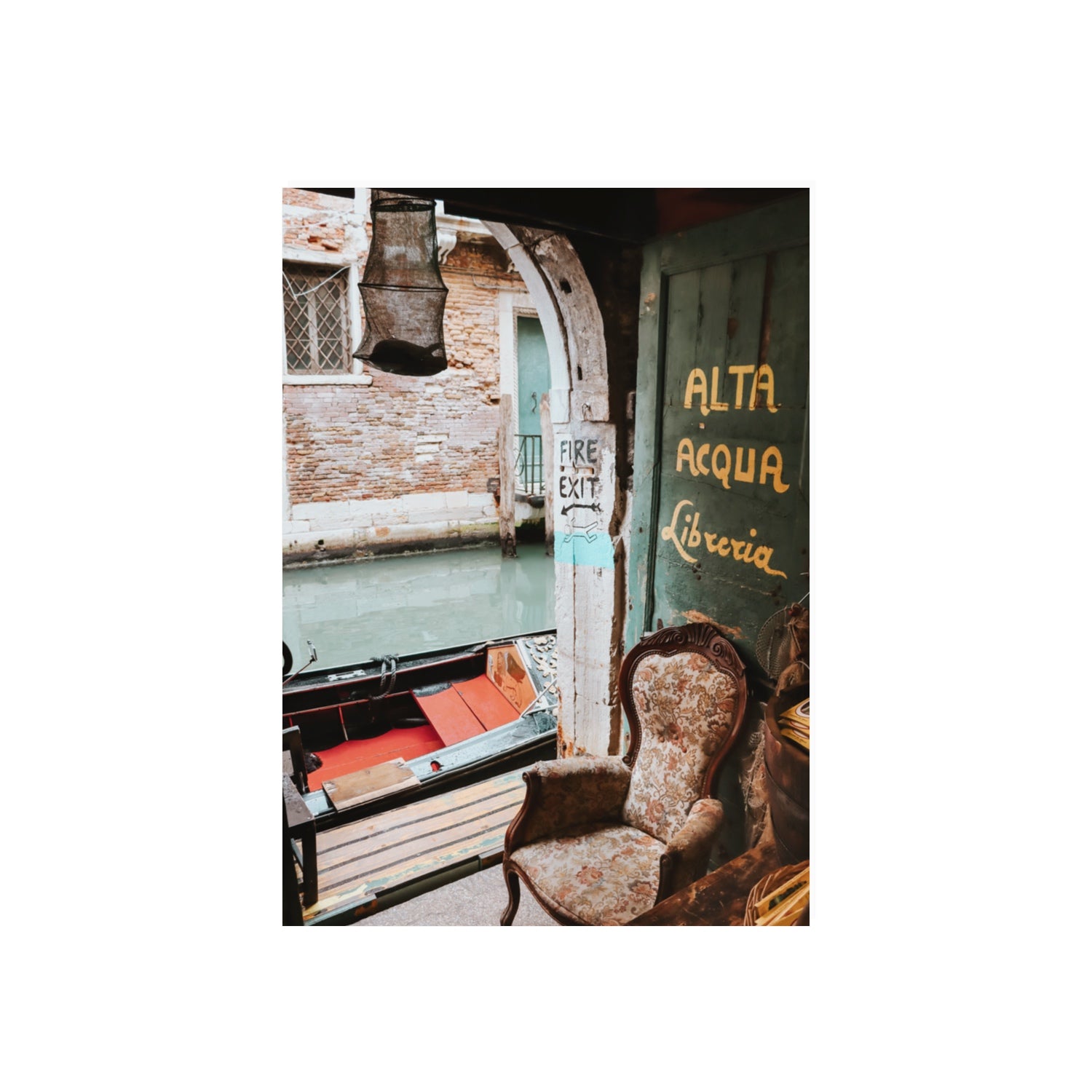 Alta Acqua Venice Bookstore wall art 70 x 50 cm unframed fine art canvas