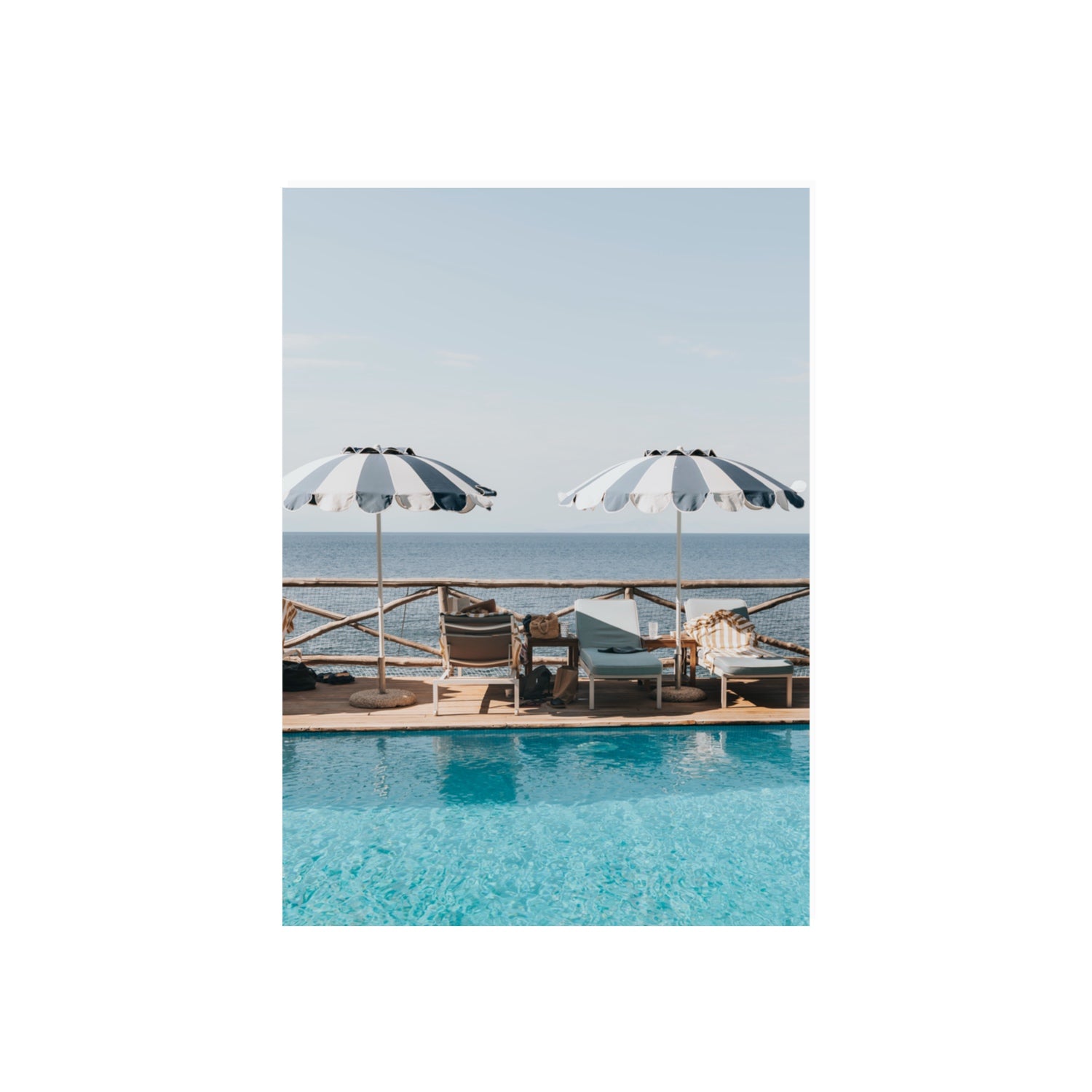 Beach Retreat fine art print, Ischia, Italy, european beach clubs artwork, 70 x 50 cm, Unframed, Fine Art Canvas