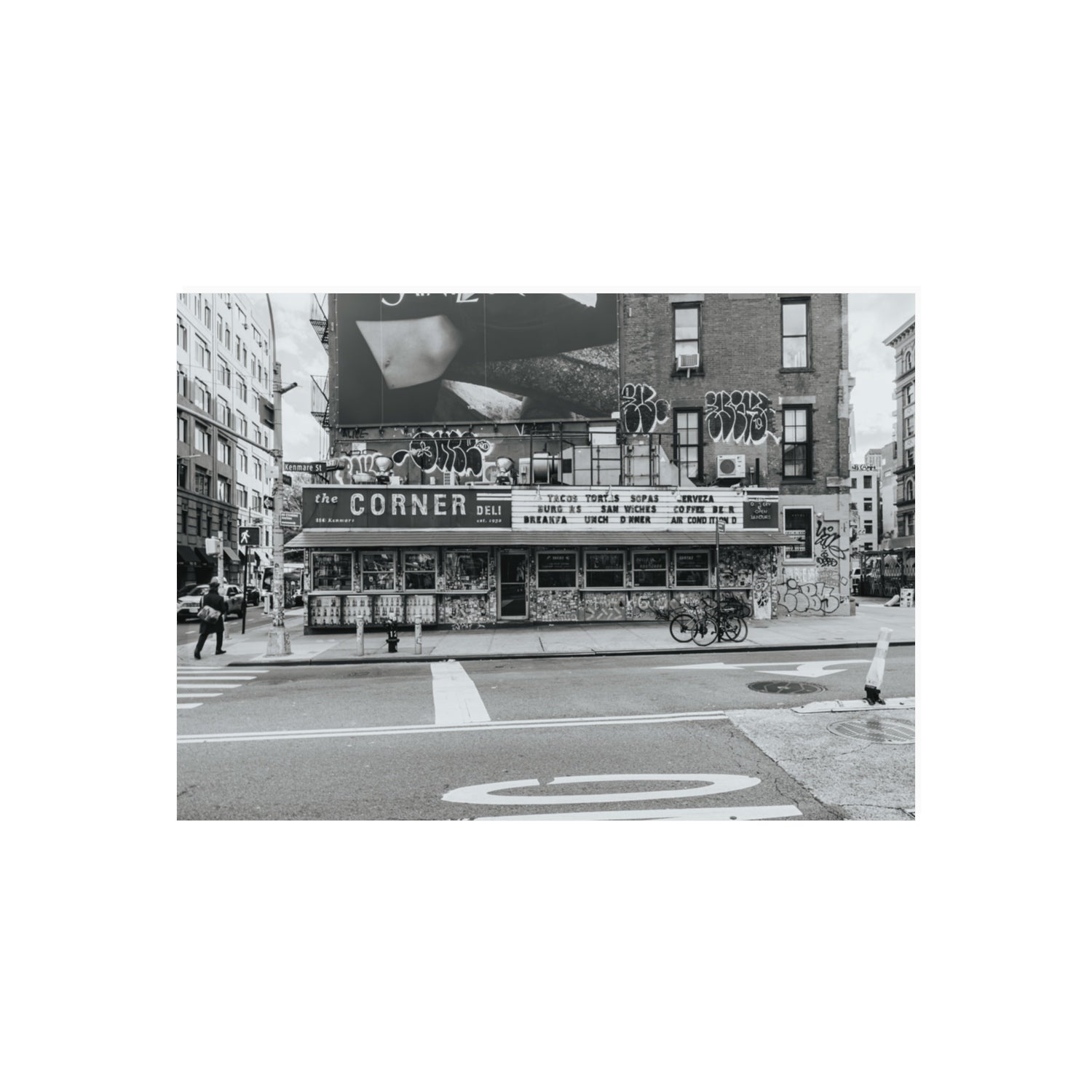 Kenmare Street New York NYC Black & White wall art 70 x 50 cm unframed fine art canvas
