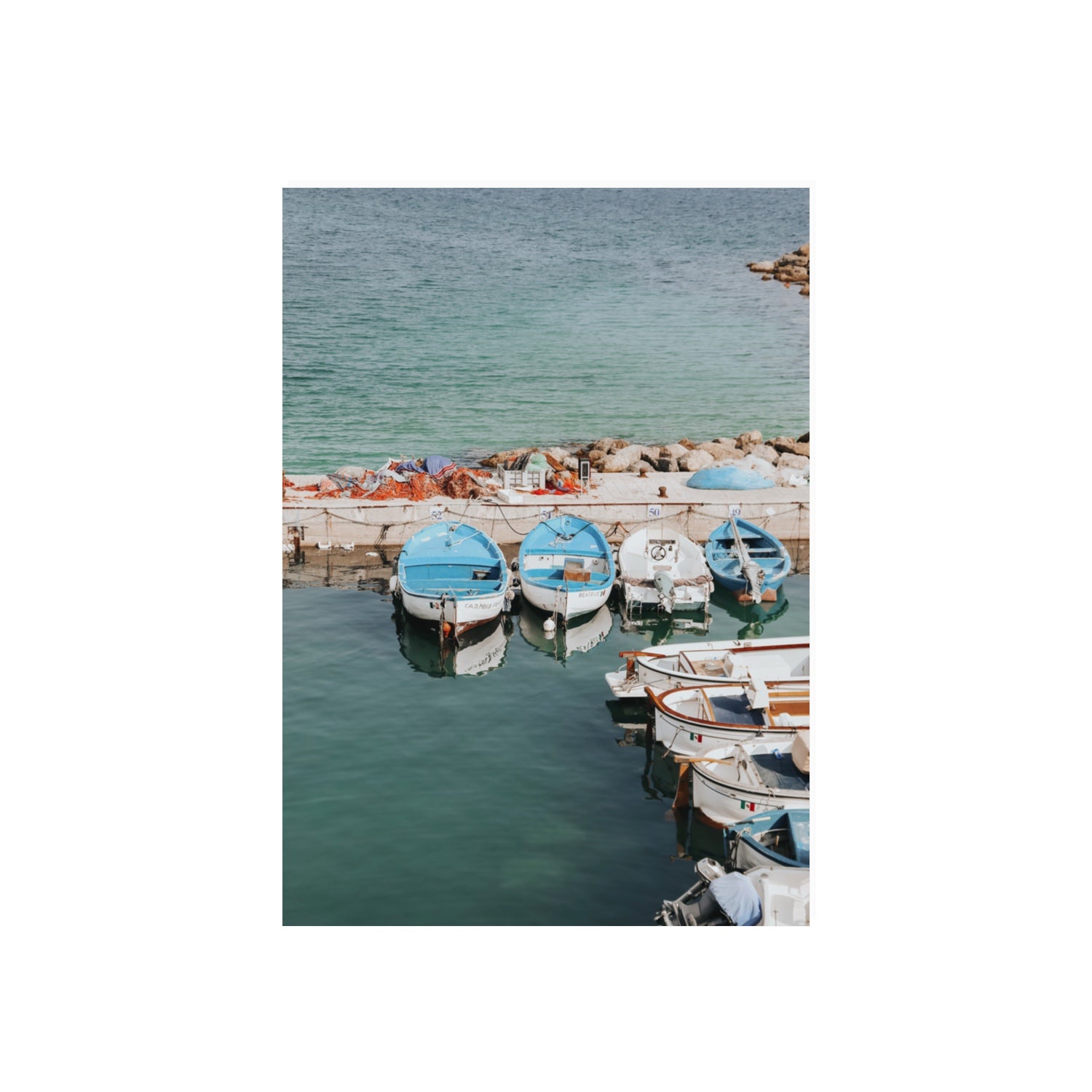 Maritime Memories Puglia Harbour Reflections coastal wall art 70 x 50 cm unframed fine art canvas