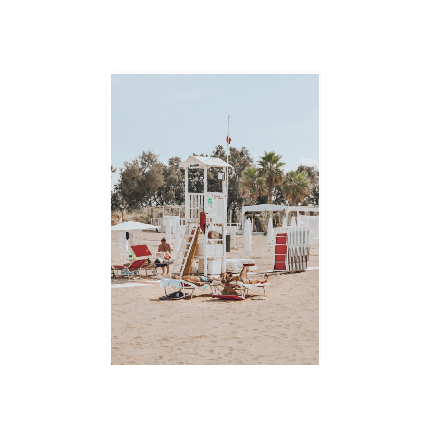 Red Lounge Reverie Puglia beach coastal wall art 70 x 50 cm unframed fine art canvas