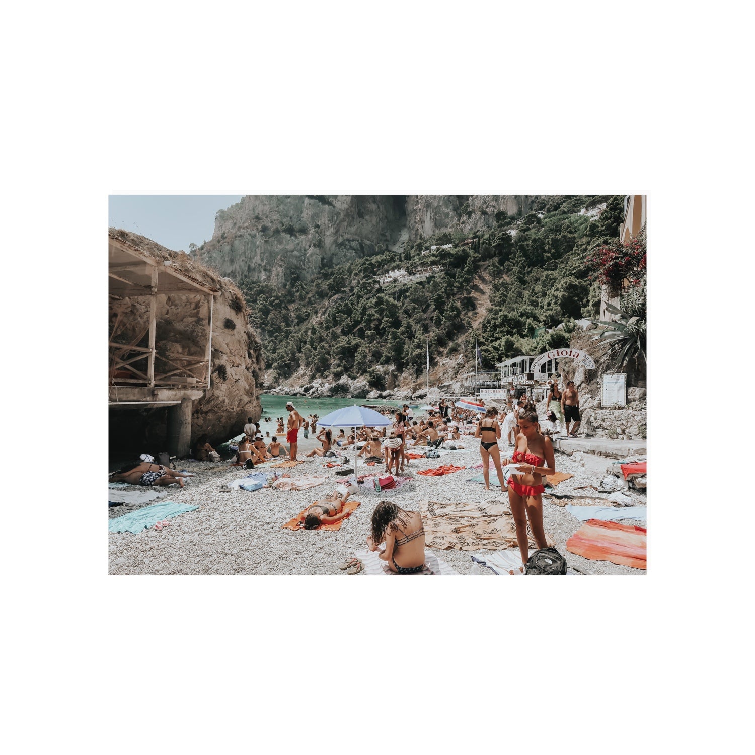 Spiaggia Da Gioia Capri beach coastal wall art A1, 84.1 x 59.4 cm unframed fine art canvas