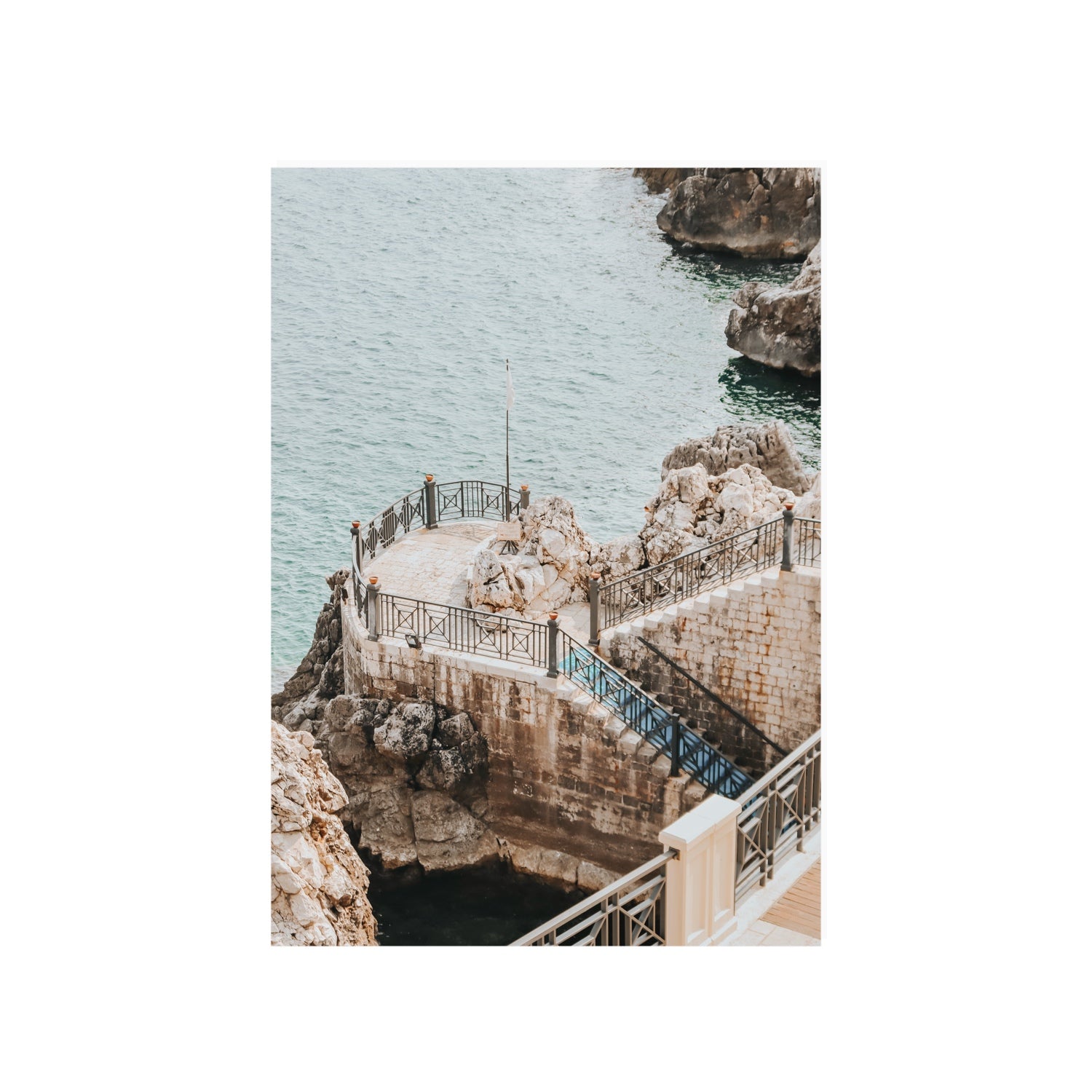 Tidal Staircase Puglia coastal Italian wall art A1, 84.1 x 59.4 cm unframed fine art canvas