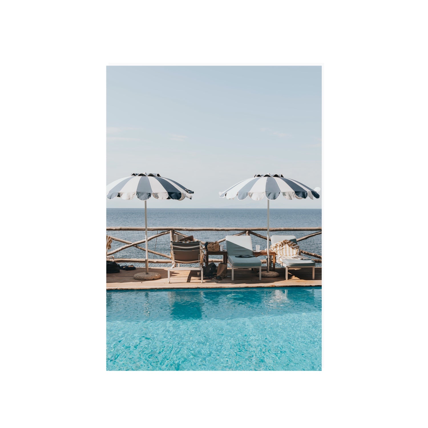 Beach Retreat fine art print, Ischia, Italy, european beach clubs artwork, A1 · 84.1 x 59.4 cm, Unframed, Fine Art Canvas